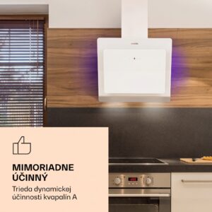 Klarstein Aurora Eco 60, digestor, 60 cm, nástenný, 515 m³/h, A++, dotykové ovládanie, biely