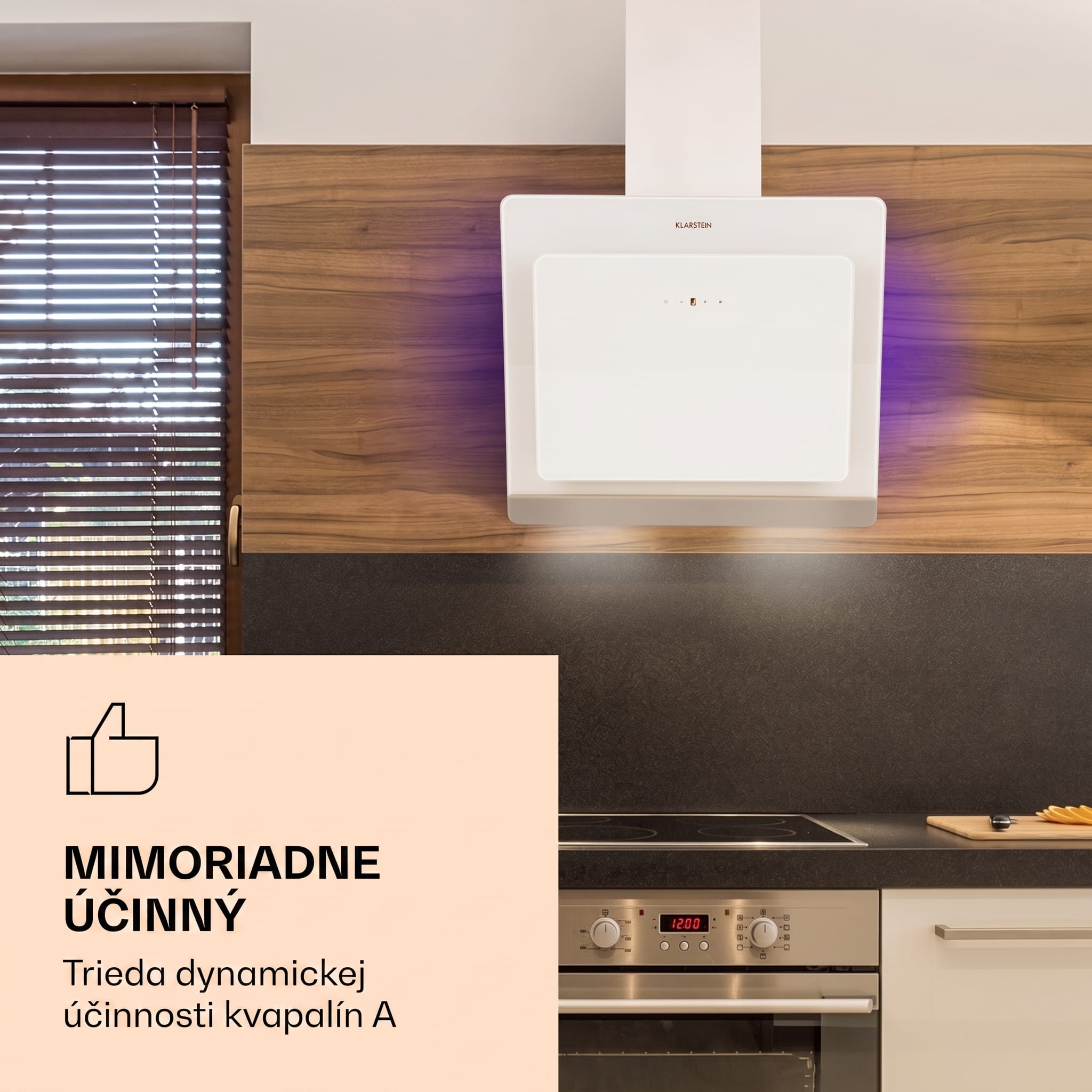 Klarstein Aurora Eco 60, digestor, 60 cm, nástenný, 515 m³/h, A++, dotykové ovládanie, biely