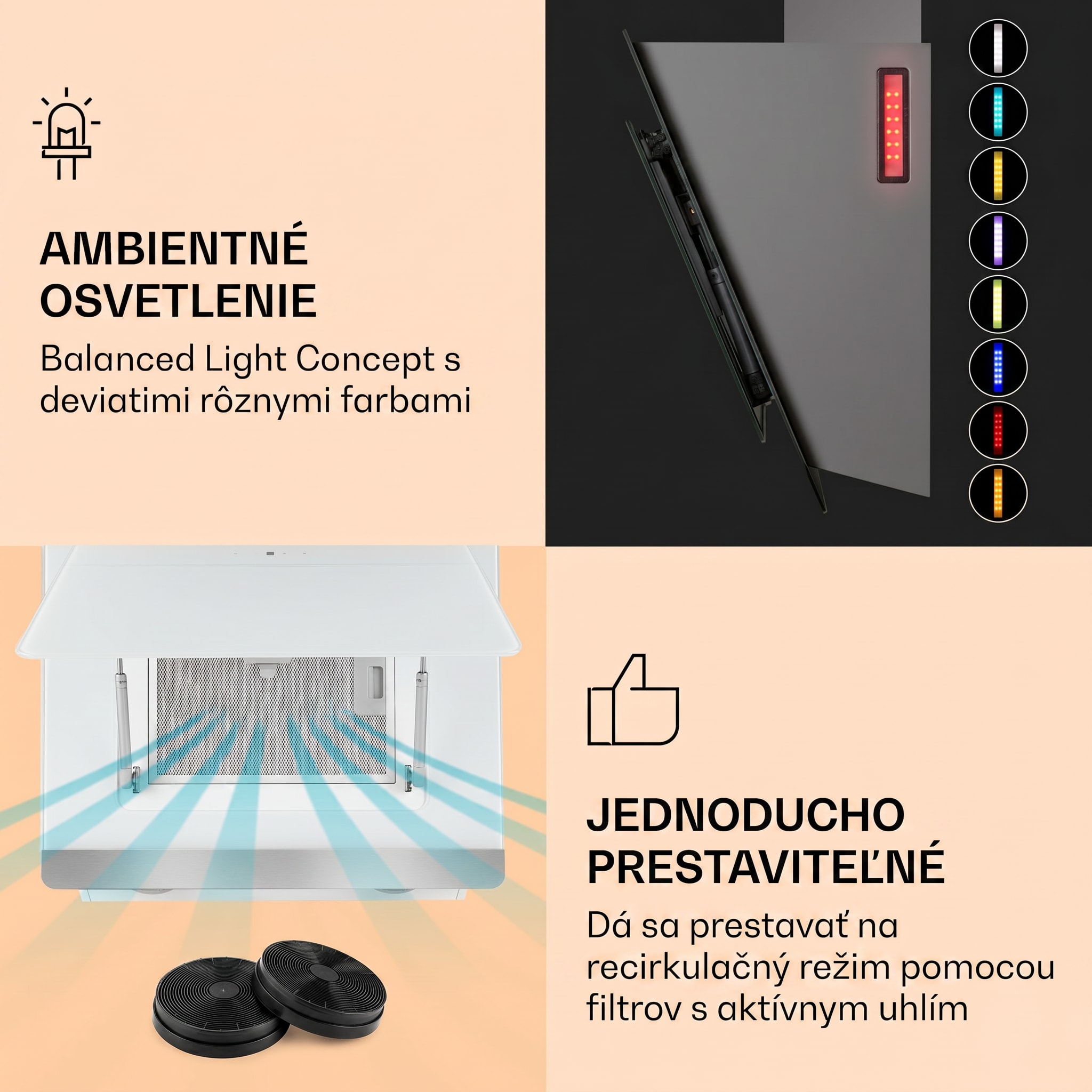 Klarstein Aurora Eco 60, digestor, 60 cm, nástenný, 515 m³/h, A++, dotykové ovládanie, biely – Obrázok 3