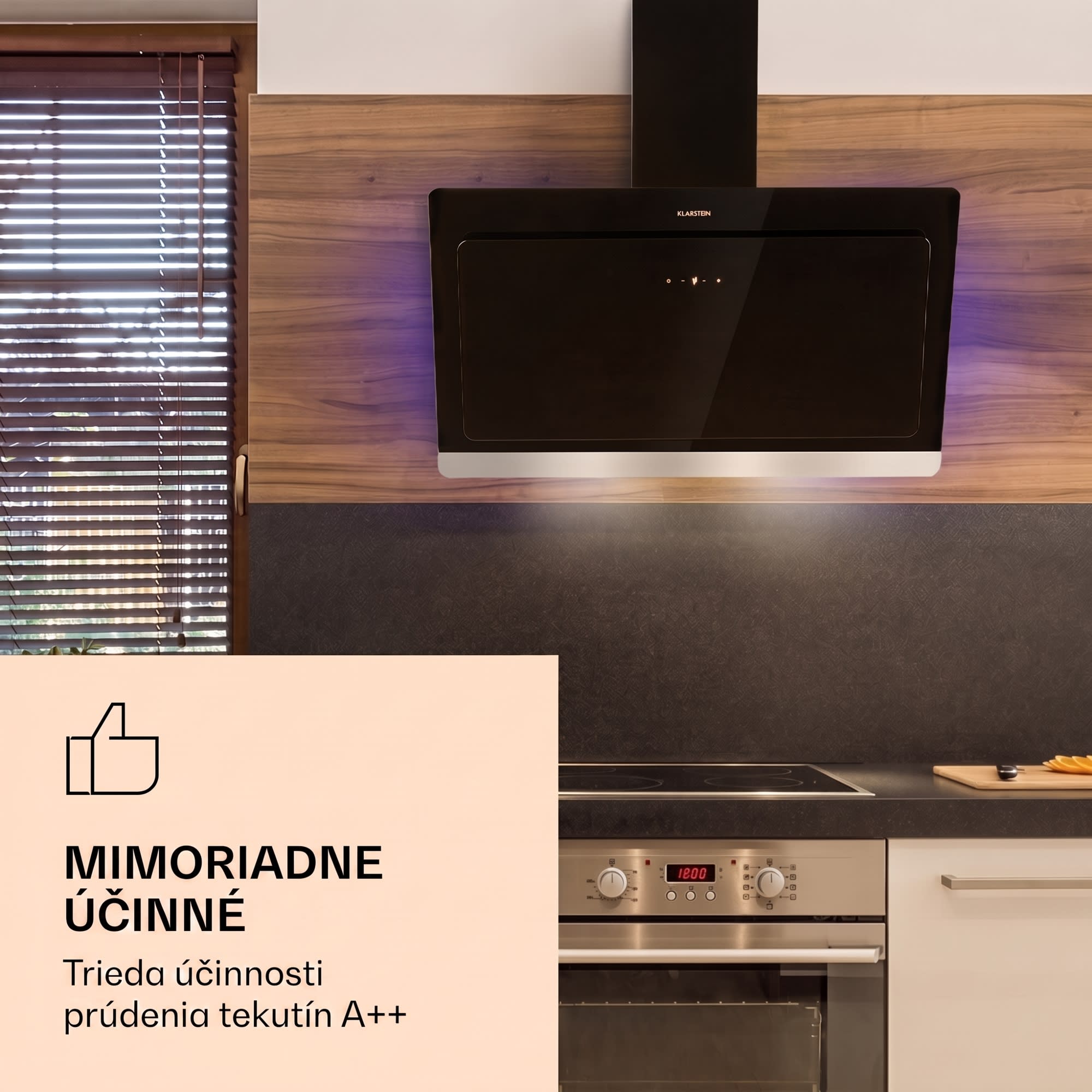 Klarstein Aurora Eco 90, digestor, 90 cm, nástenný, 515 m³/h, A++, dotykové ovládanie, čierny