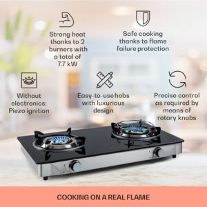 Klarstein Barzona 2 Campingvarič 2 horáky 3,4 & 4,3 kW sklenená doska nerez