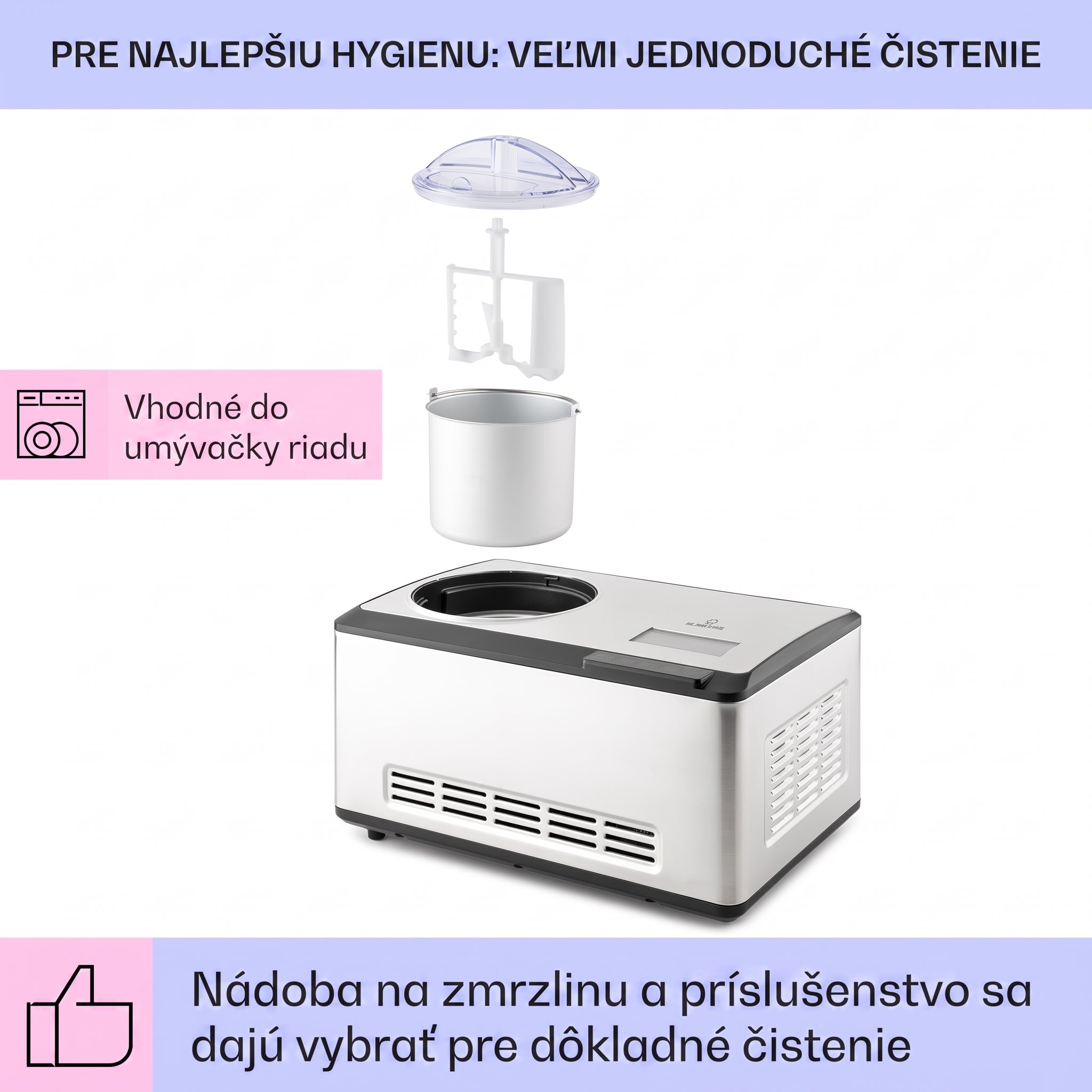 Klarstein Dolce Bacio Smart, zmrzlinovač a jogurtovač, kompresor, 2 l, Wi-Fi, dotykový displej, nehrdzavejúca oceľ – Obrázok 4