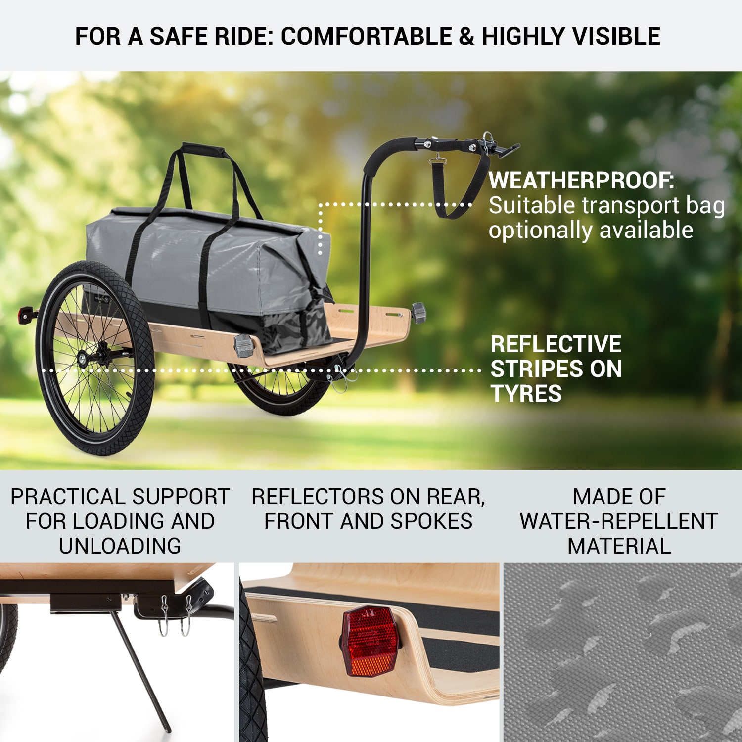 KLARFIT Companion Travel L, nákladný príves, 40 kg, príves na bicykel, ručný vozík, 16 – Obrázok 3