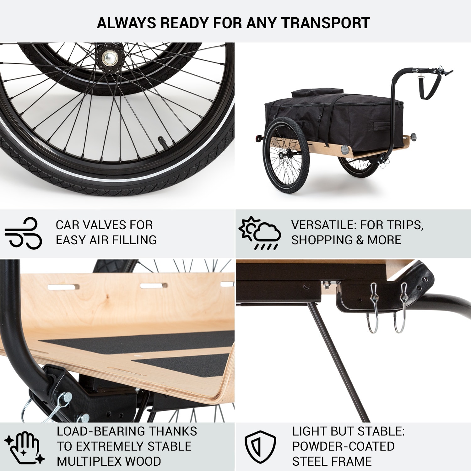 KLARFIT Companion Travel L, nákladný príves, 40 kg, príves na bicykel, ručný vozík, 16 – Obrázok 4