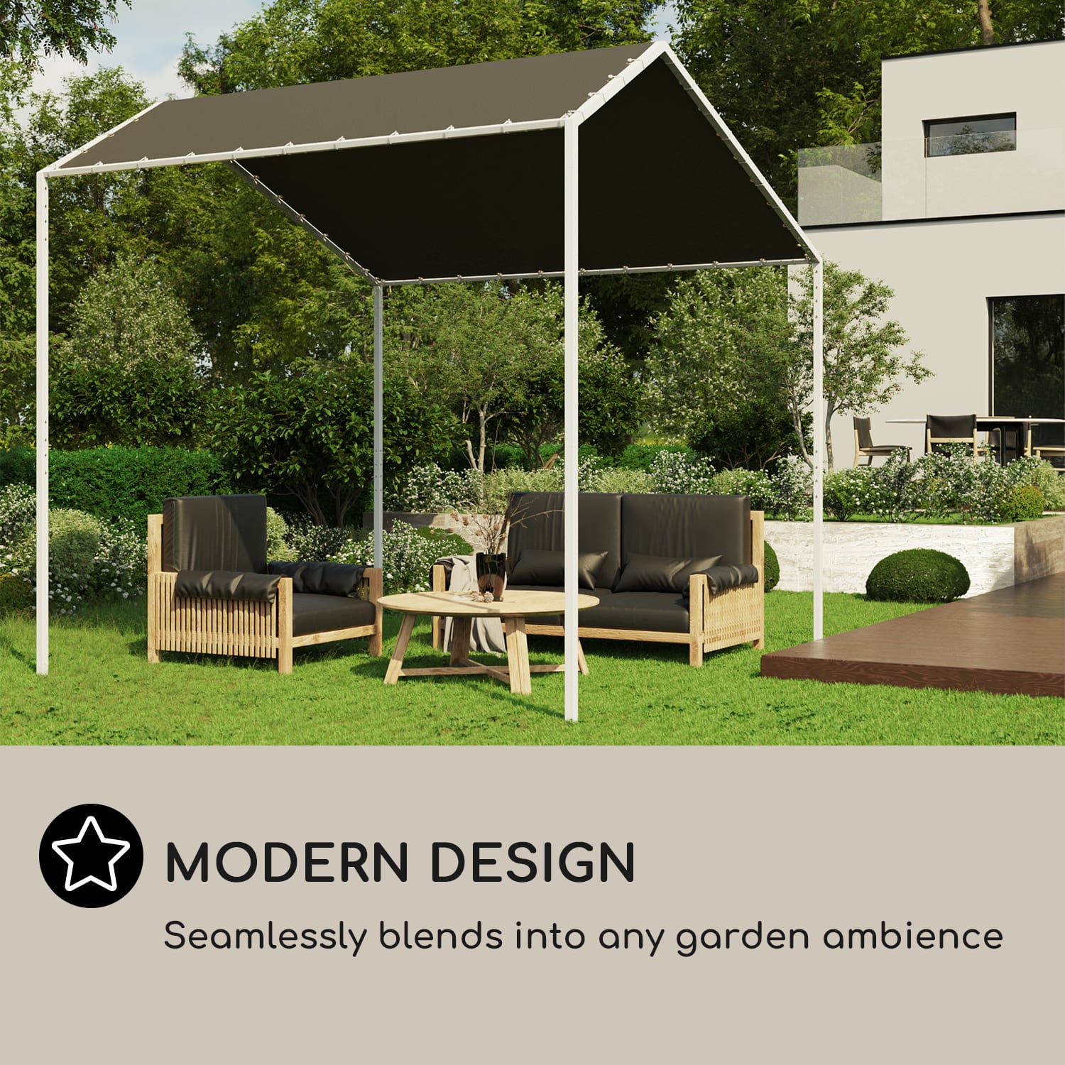 Blumfeldt La Rochelle Gazebo, šikmá pergola, hliníkový rám, UV 50+, polyesterová tkanina – Obrázok 4