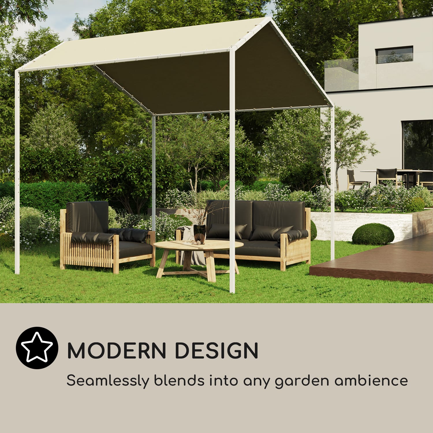 Blumfeldt La Rochelle Gazebo, šikmá pergola, hliníkový rám, UV 50+, polyesterová tkanina – Obrázok 4