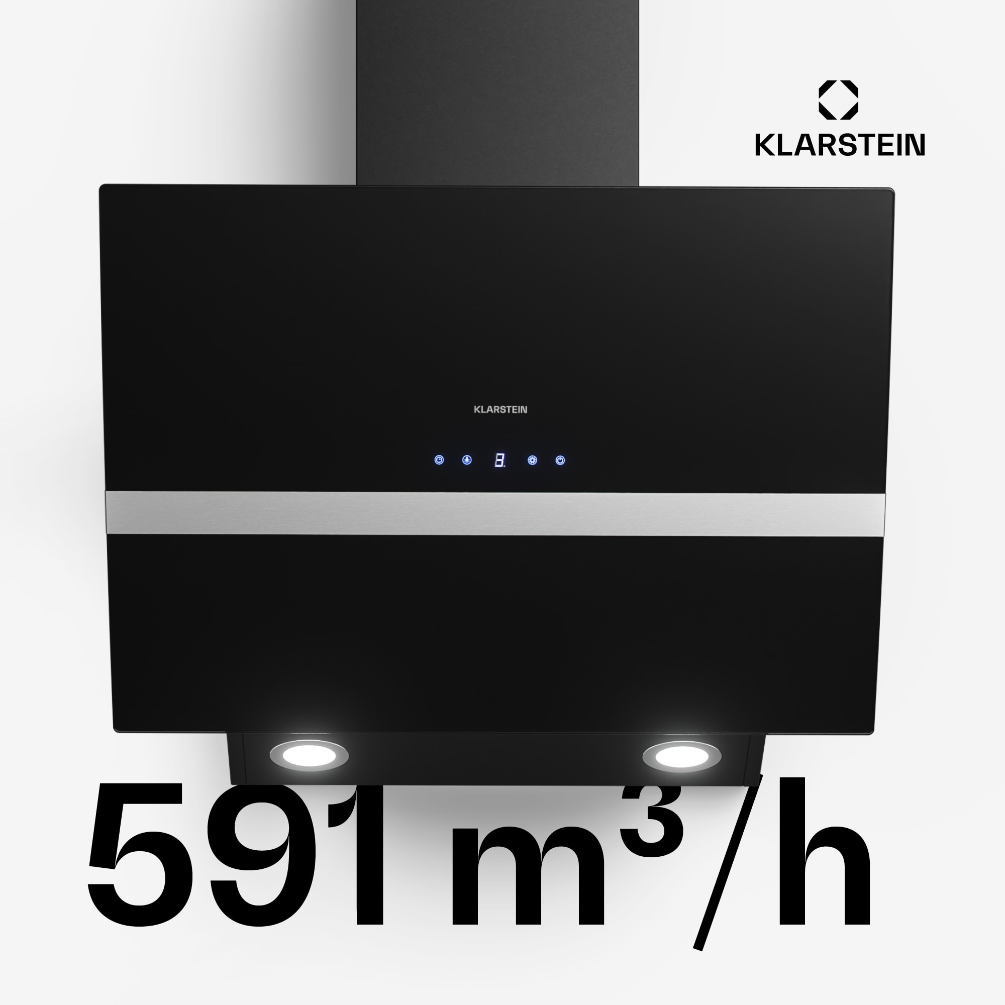 Klarstein Clara 60, digestor, 591 m³/h, dotykový displej, ambientné podsvietenie – Obrázok 3