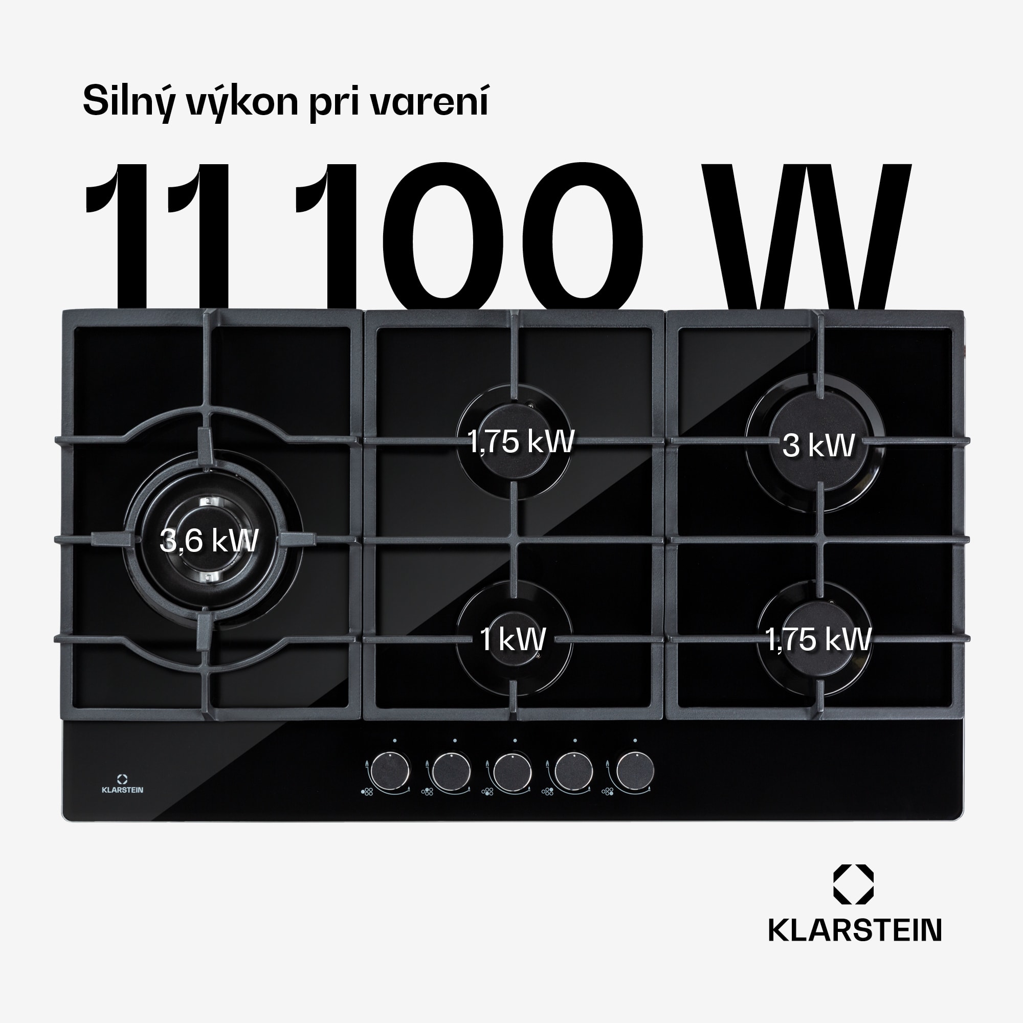 Klarstein Ignito Chef Edition, plynová varná doska, 5 Sabaf horákov, 5 zón, sklokeramika