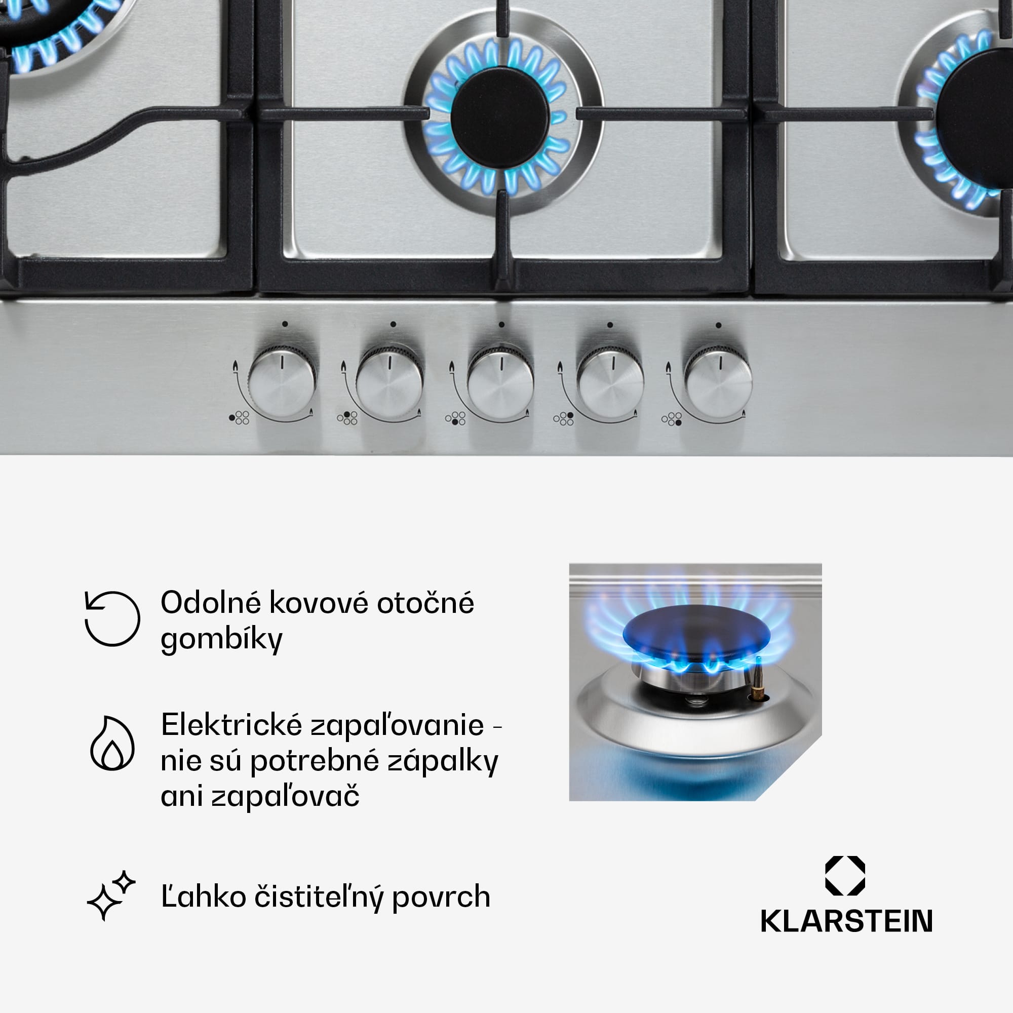 Klarstein Ignito Chef Edition, plynová varná doska, 5 Sabaf horákov, 5 zón, sklokeramika – Obrázok 4