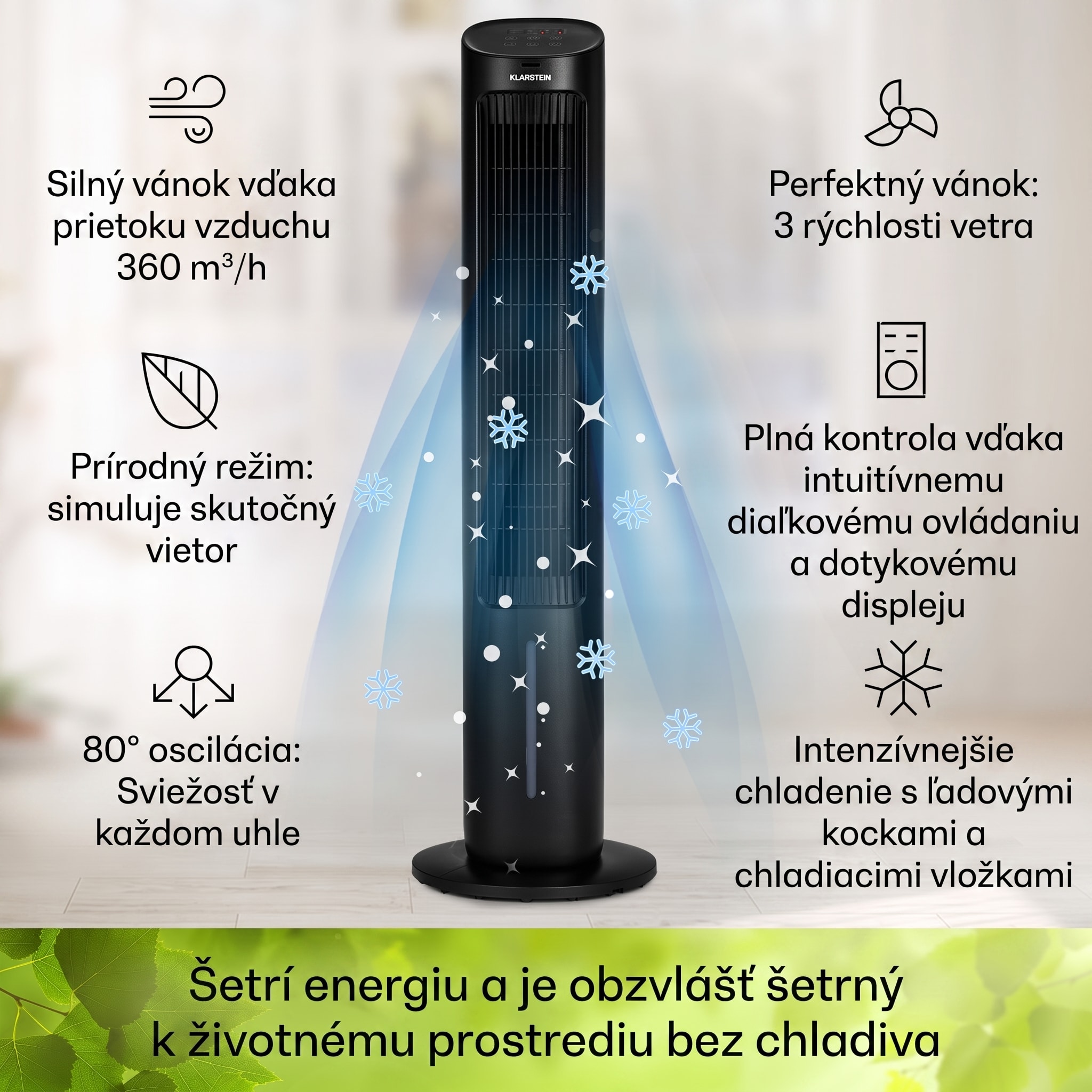 Klarstein Mistral, 5 v 1 ochladzovač vzduchu, ventilátor, zvlhčovač vzduchu, ionizátor, 360 m³/h, diaľkové ovládanie – Obrázok 2