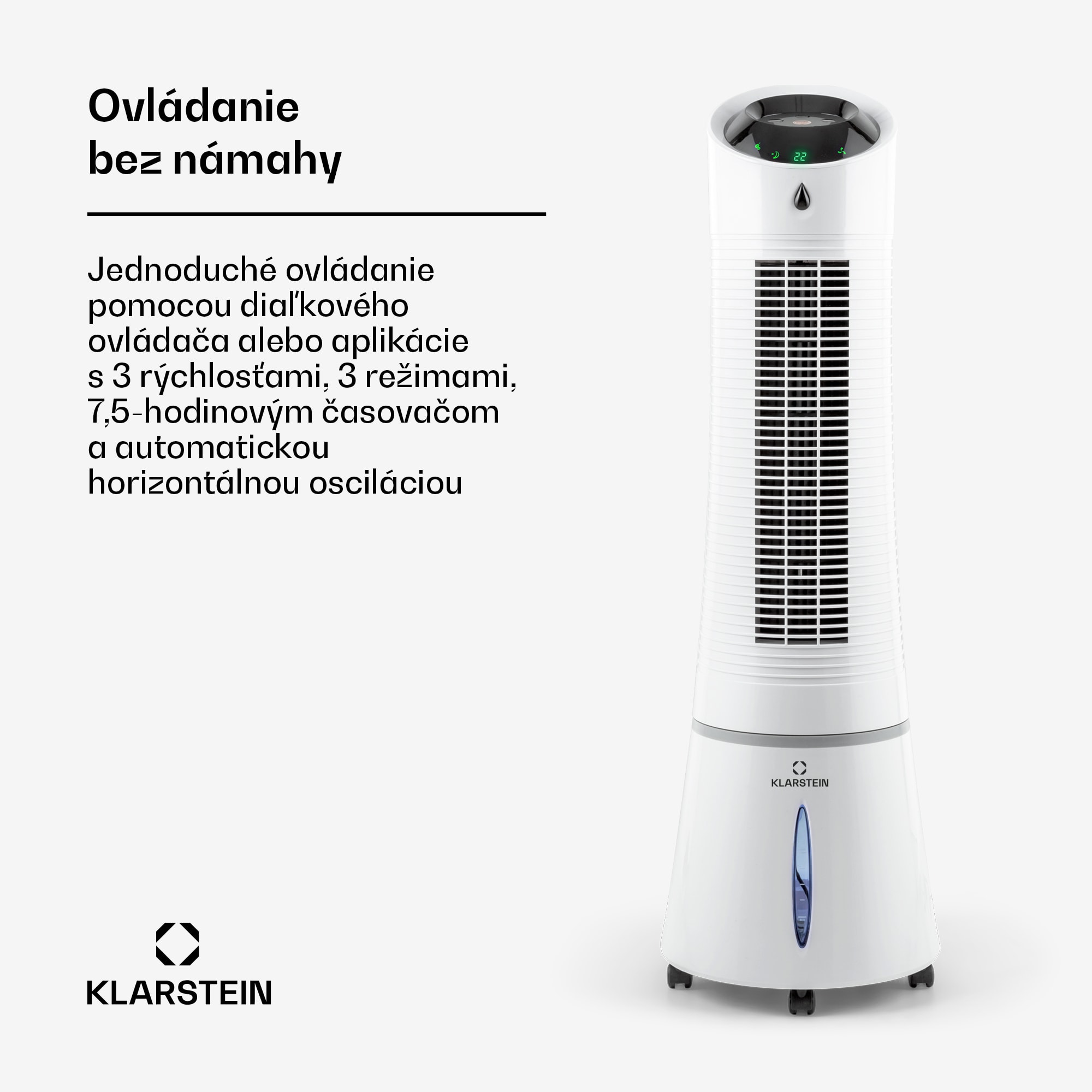 Klarstein Skyscraper Ice Smart, 4-v-1 ochladzovač vzduchu, ventilátor, 180m³/h, WiFi, diaľkové ovládanie – Obrázok 3