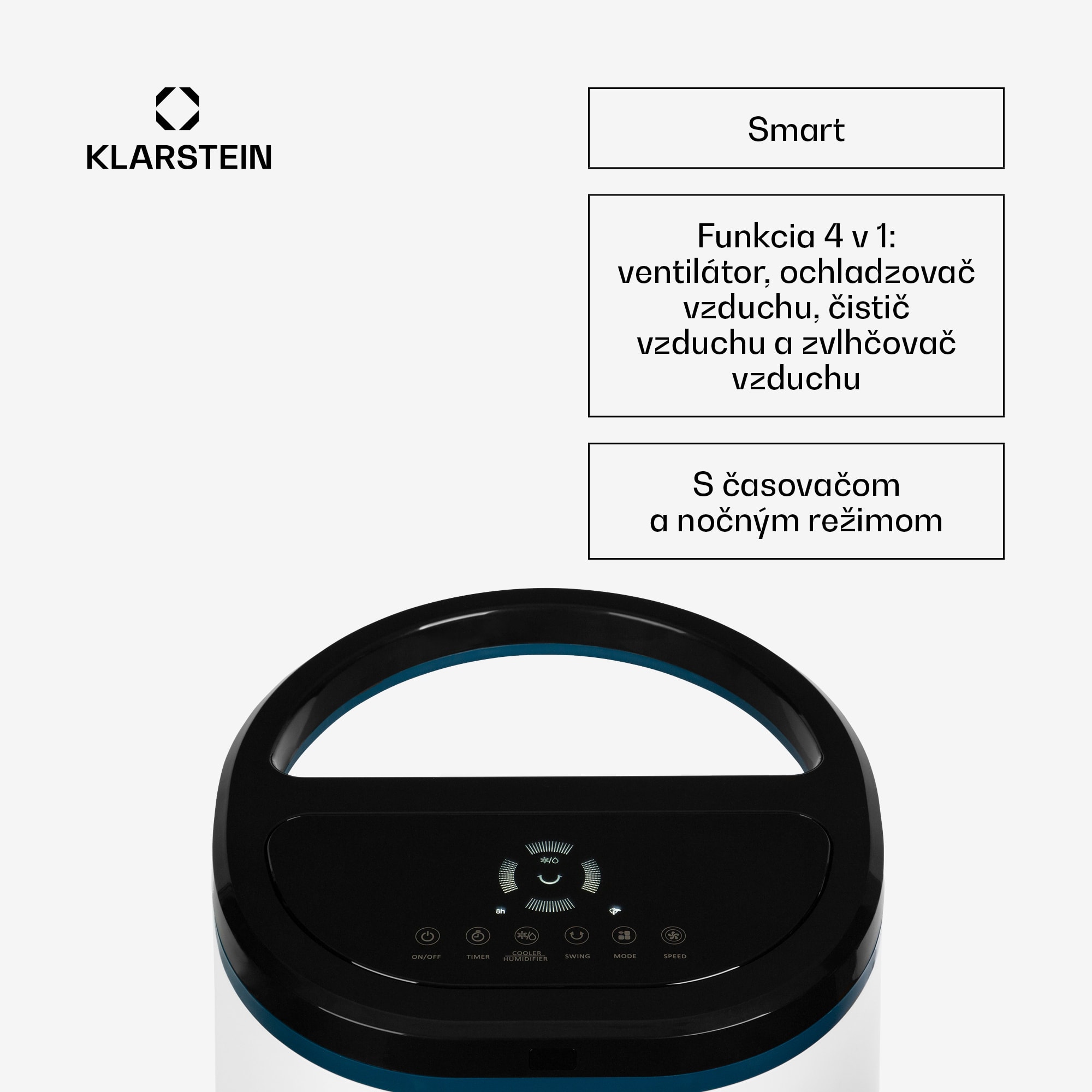 Klarstein IceWind Plus Smart, 4 v 1 ochladzovač vzduchu, ventilátor, zvlhčovač, čistička vzduchu, ovládanie aplikáciou