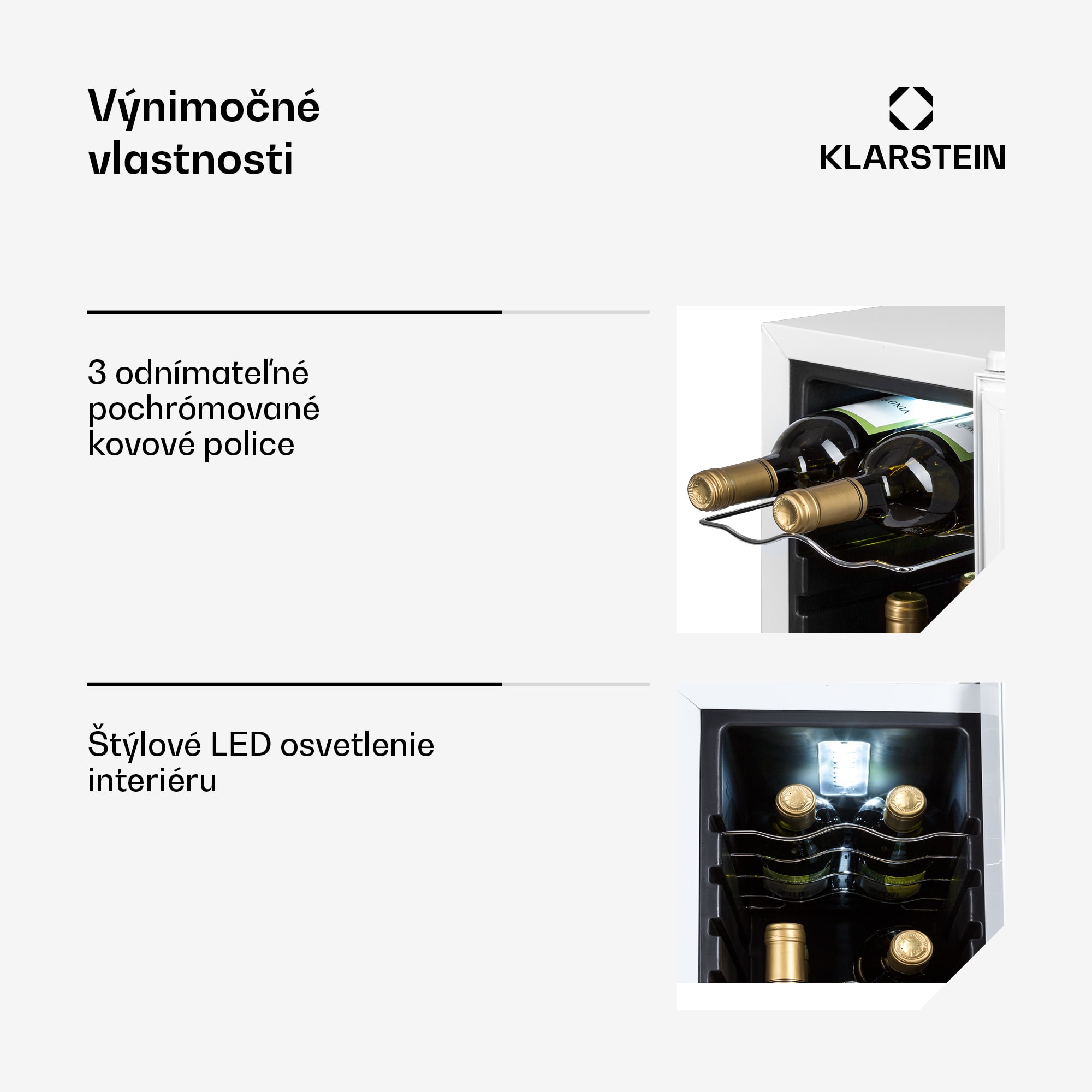 Klarstein Shiraz 12 Slim, vinotéka, 32 l, 12 fliaš, 85 W, 5–18°C, dotykový ovládací panel – Obrázok 3