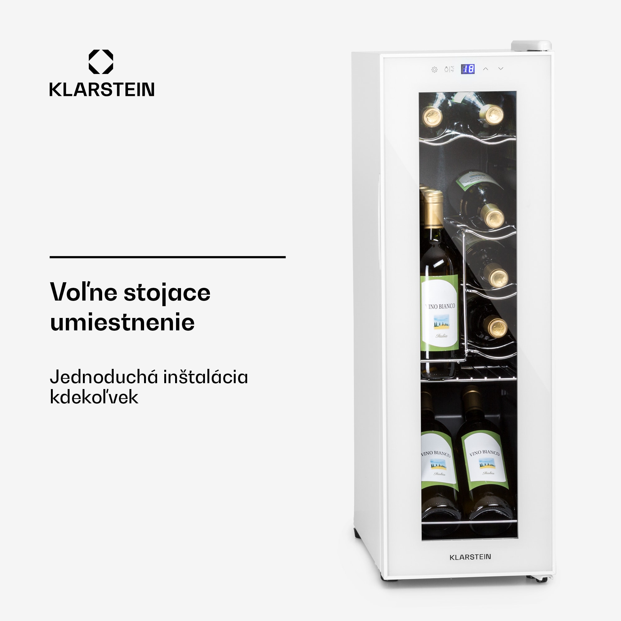 Klarstein Shiraz 12 Slim, vinotéka, 32 l, 12 fliaš, 85 W, 5–18°C, dotykový ovládací panel – Obrázok 4