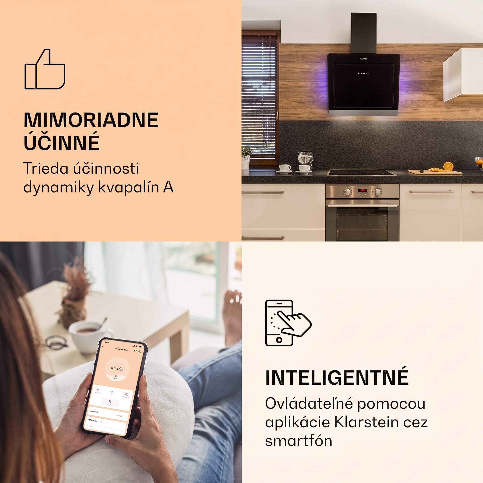 Klarstein Aurora 60 Smart, digestor, 60 cm, komínový, 585 m³/h, LED podsvietenie, A++, biely – Obrázok 2
