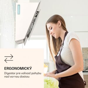 Klarstein Aurora 60 Smart, digestor, 60 cm, komínový, 585 m³/h, LED podsvietenie, A++, biely