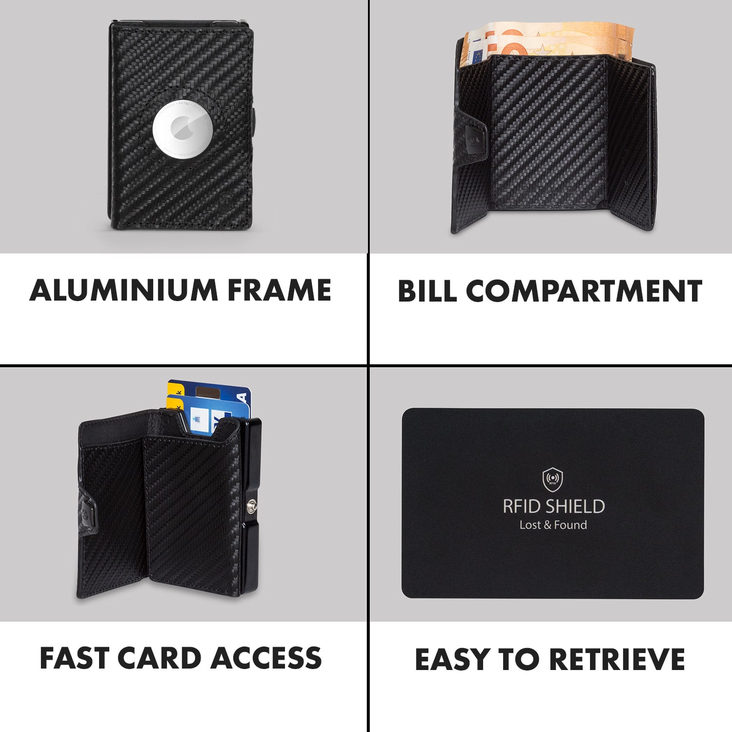 Slimpuro ZNAP Airtag peňaženka na 8 kariet s priehradkou na mince 8,9 x 1,5 x 6,3 cm (ŠxVxH) s RFID ochranou – Obrázok 2
