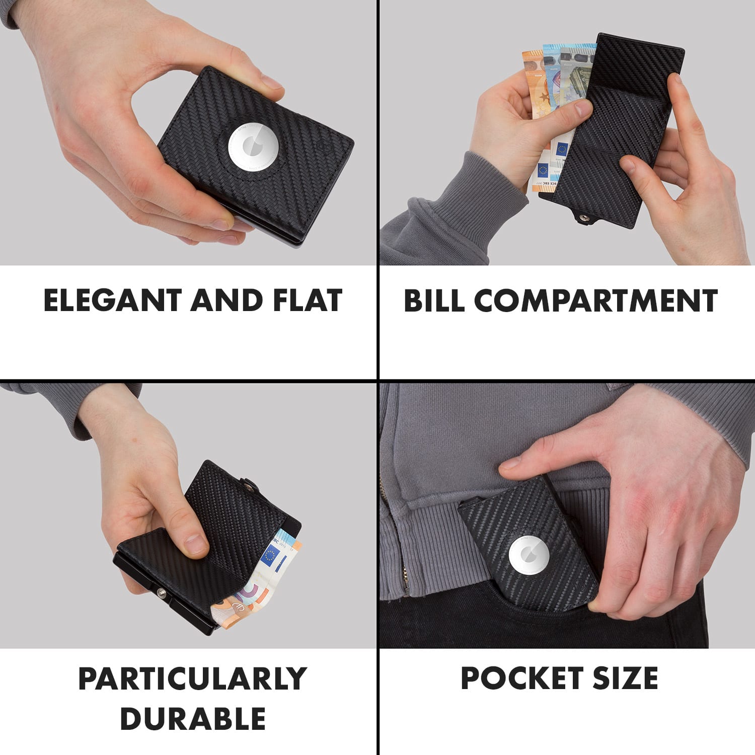 Slimpuro ZNAP Airtag peňaženka na 8 kariet s priehradkou na mince 8,9 x 1,5 x 6,3 cm (ŠxVxH) s RFID ochranou – Obrázok 4