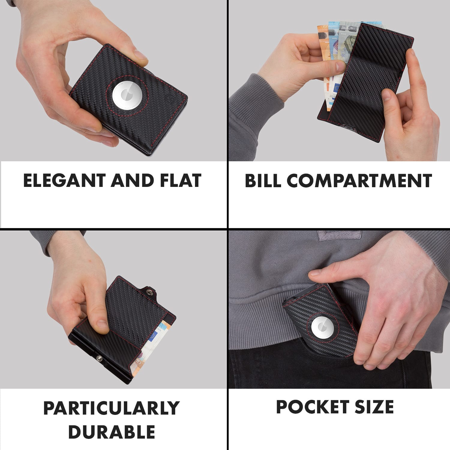 Slimpuro ZNAP Airtag peňaženka na 8 kariet s priehradkou na mince 8,9 x 1,5 x 6,3 cm (ŠxVxH) s RFID ochranou – Obrázok 4