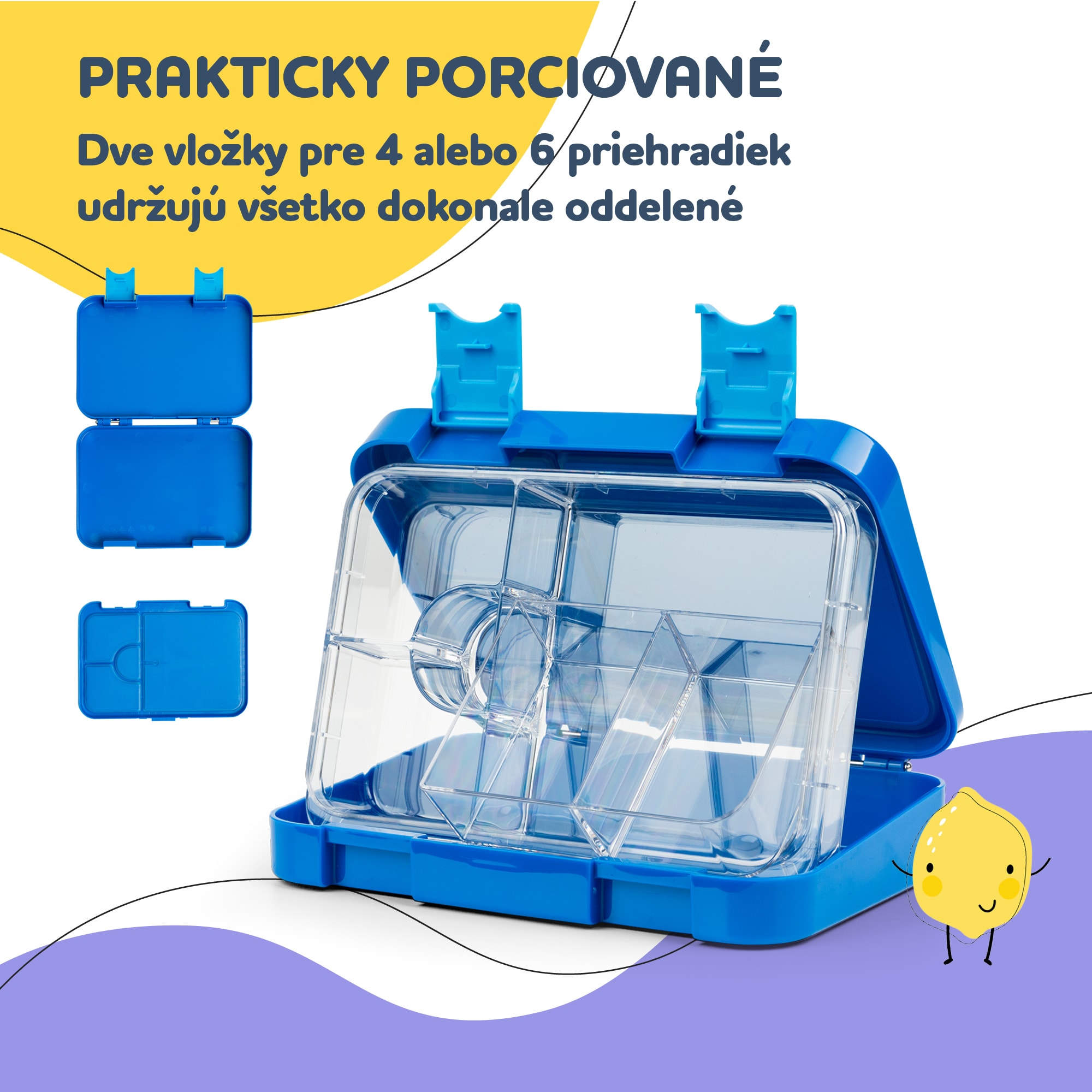 Klarstein Schmatzfatz junior desiatový box, 6 priehradiek, 21,3 x 15 x 4,5 cm, bez BPA – Obrázok 3