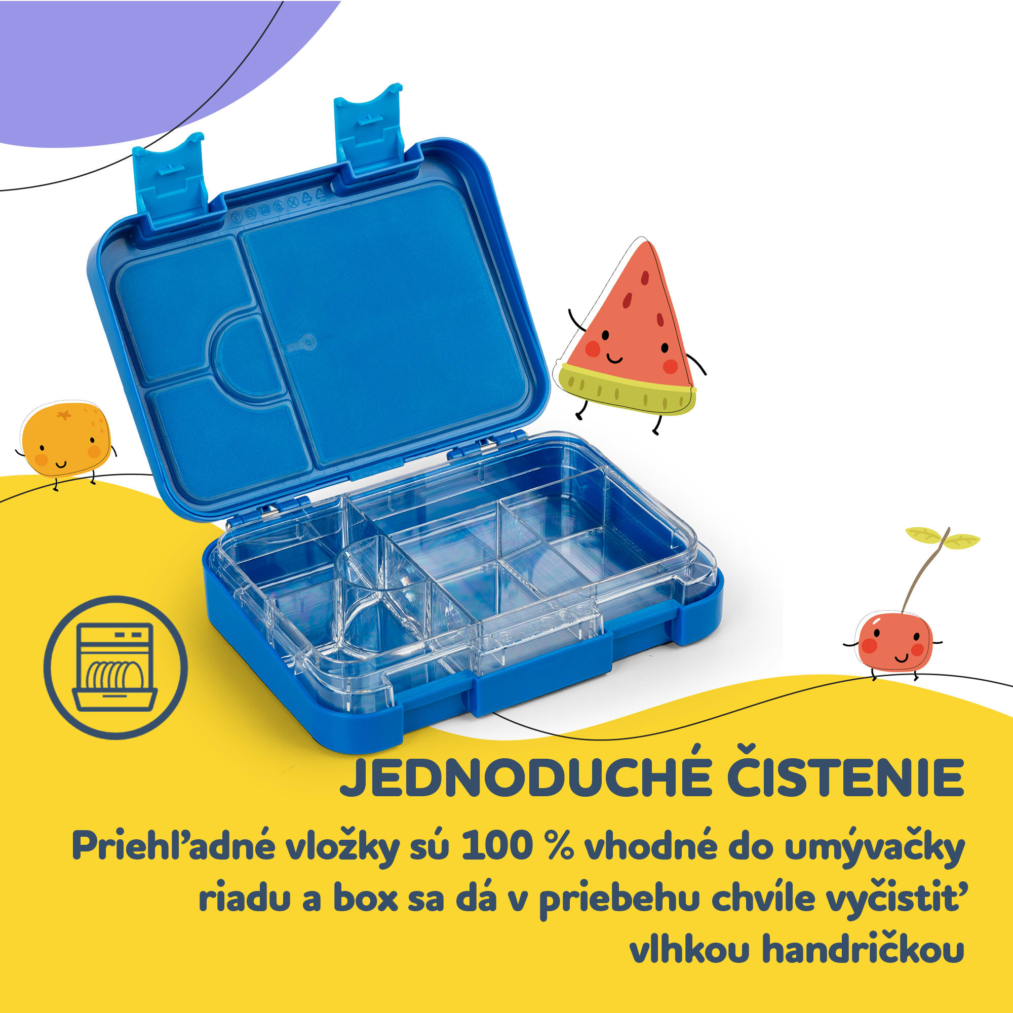 Klarstein Schmatzfatz junior desiatový box, 6 priehradiek, 21,3 x 15 x 4,5 cm, bez BPA – Obrázok 4
