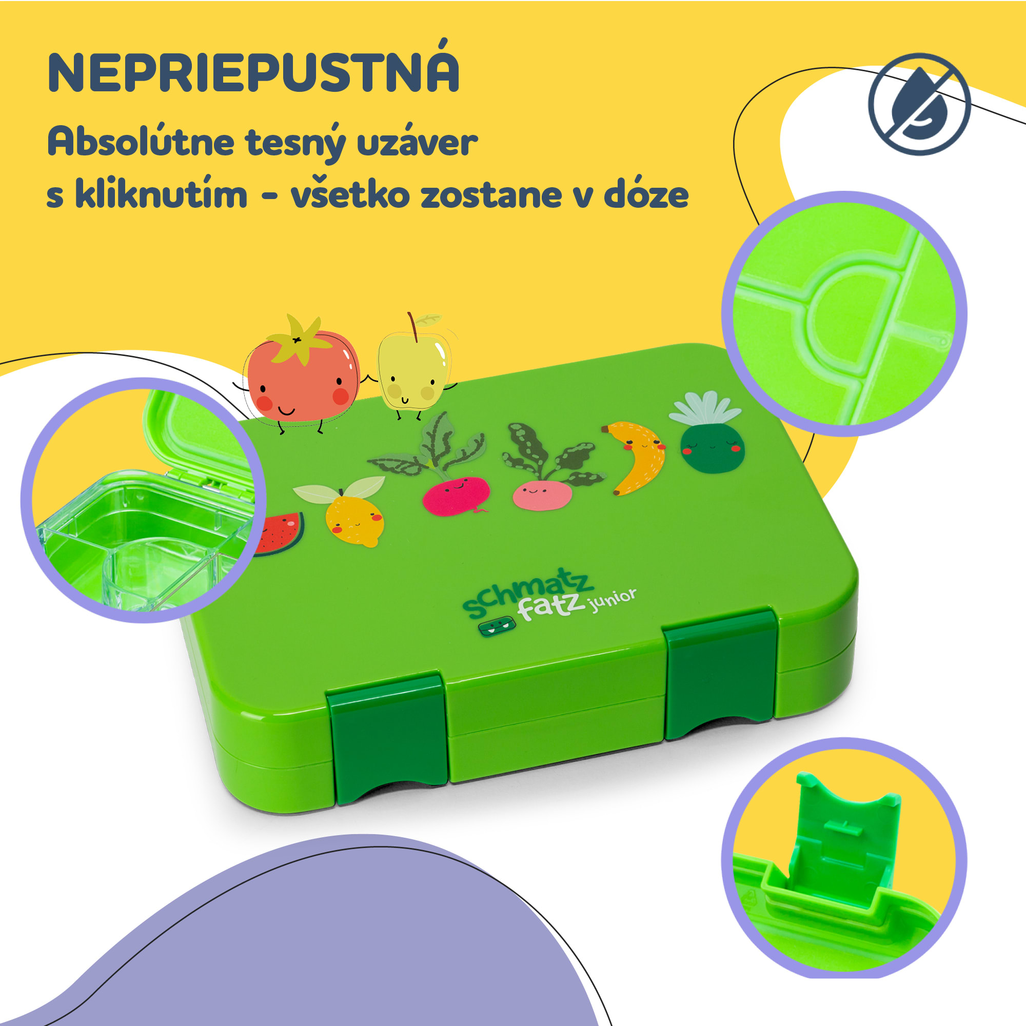 Klarstein Schmatzfatz junior desiatový box, 6 priehradiek, 21,3 x 15 x 4,5 cm, bez BPA – Obrázok 2