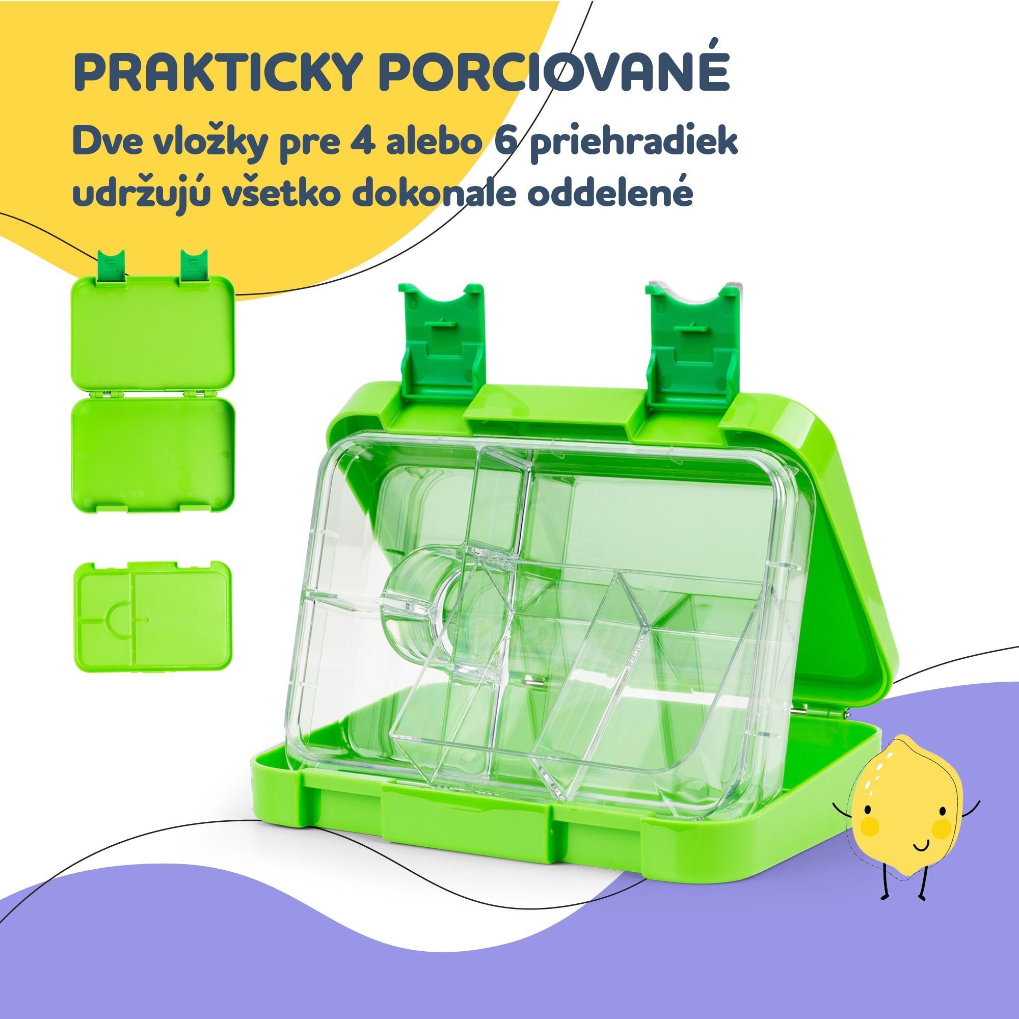 Klarstein Schmatzfatz junior desiatový box, 6 priehradiek, 21,3 x 15 x 4,5 cm, bez BPA – Obrázok 3