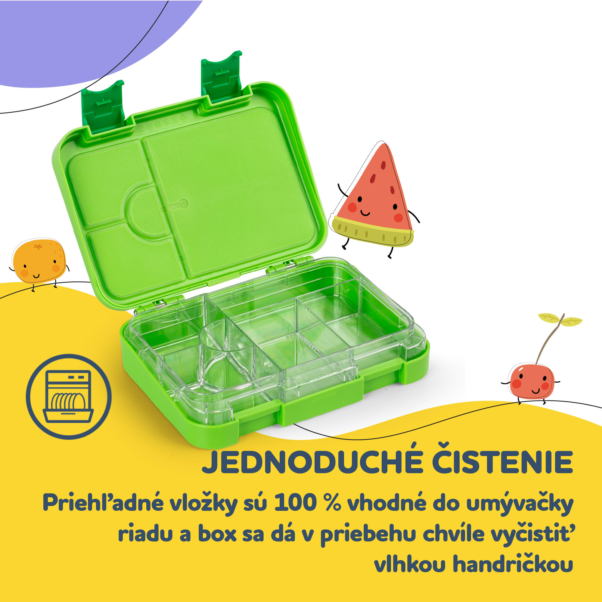 Klarstein Schmatzfatz junior desiatový box, 6 priehradiek, 21,3 x 15 x 4,5 cm, bez BPA – Obrázok 4