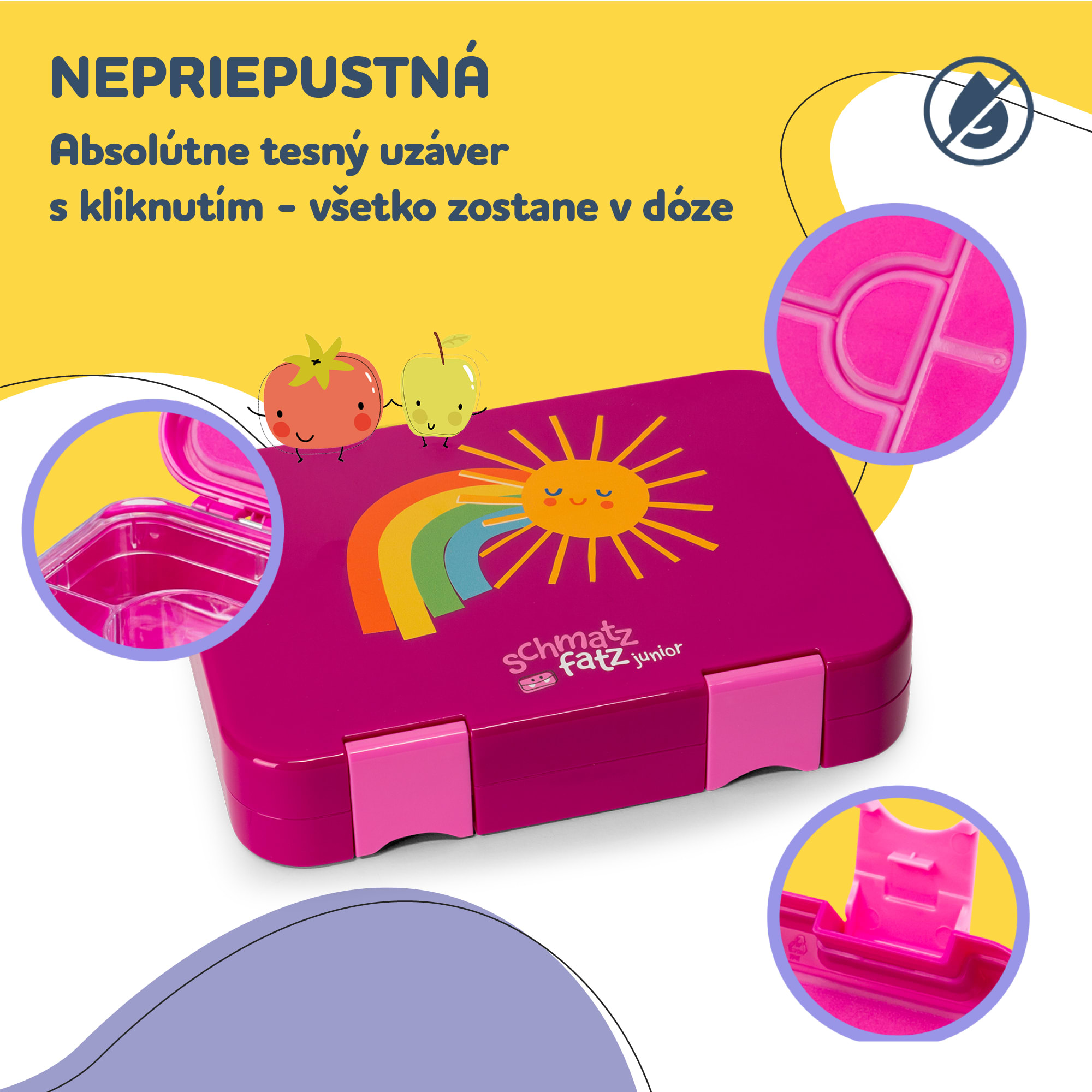 Klarstein Schmatzfatz junior desiatový box, 6 priehradiek, 21,3 x 15 x 4,5 cm, bez BPA – Obrázok 2