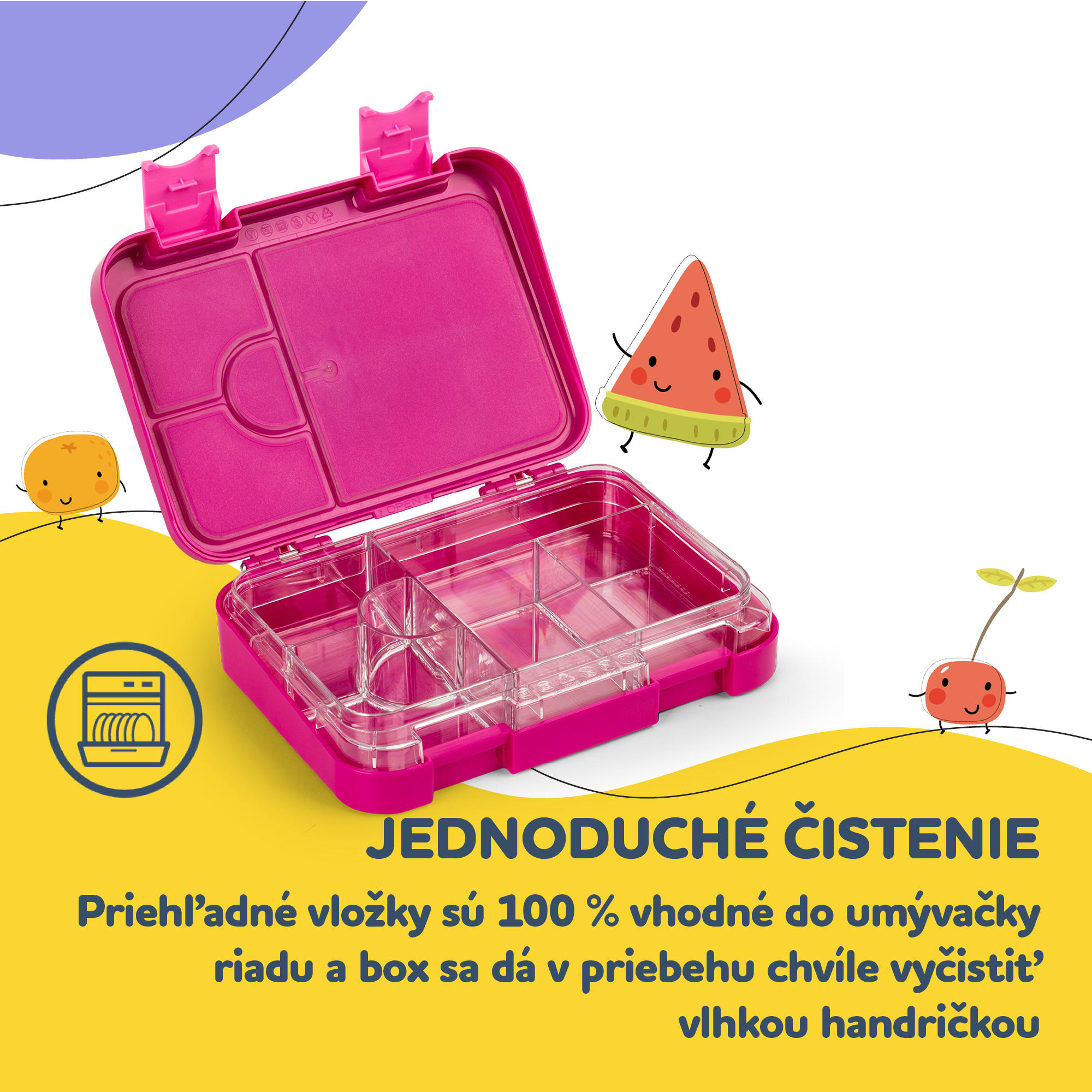 Klarstein Schmatzfatz junior desiatový box, 6 priehradiek, 21,3 x 15 x 4,5 cm, bez BPA – Obrázok 4