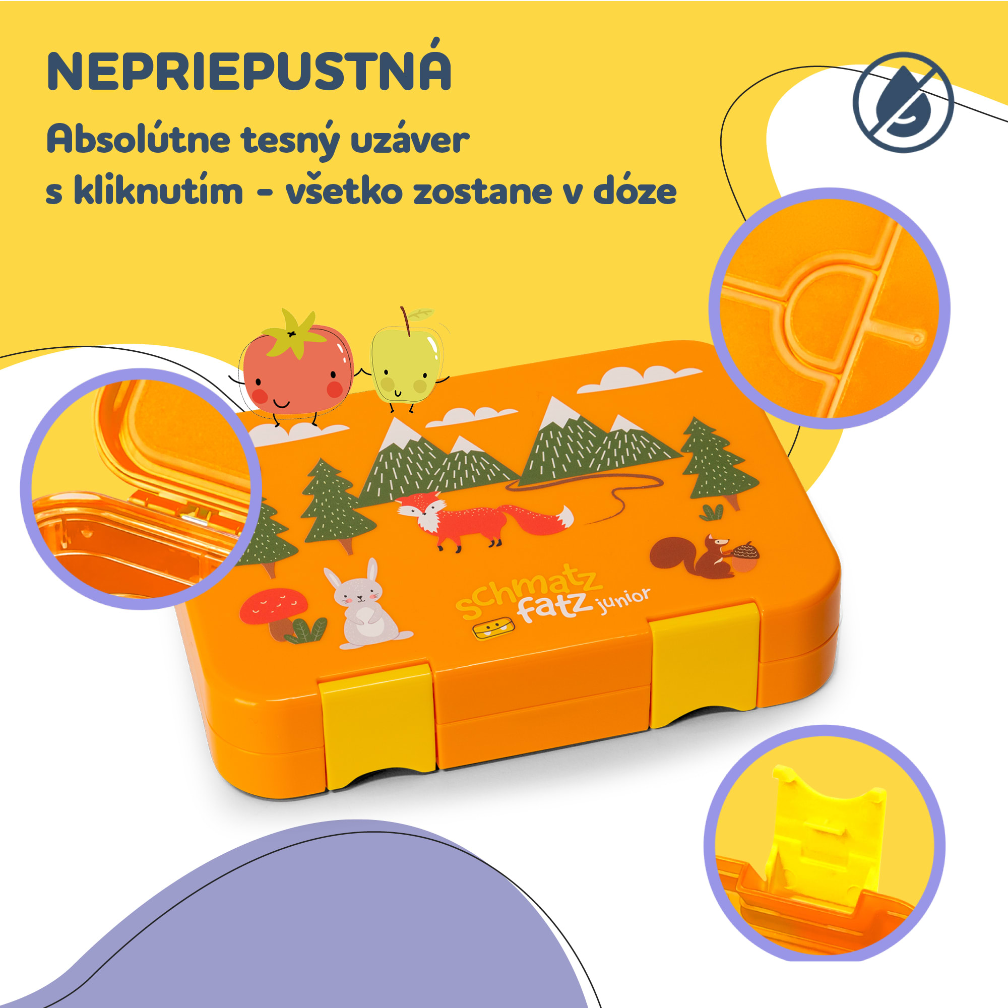 Klarstein Schmatzfatz junior desiatový box, 6 priehradiek, 21,3 x 15 x 4,5 cm, bez BPA – Obrázok 2