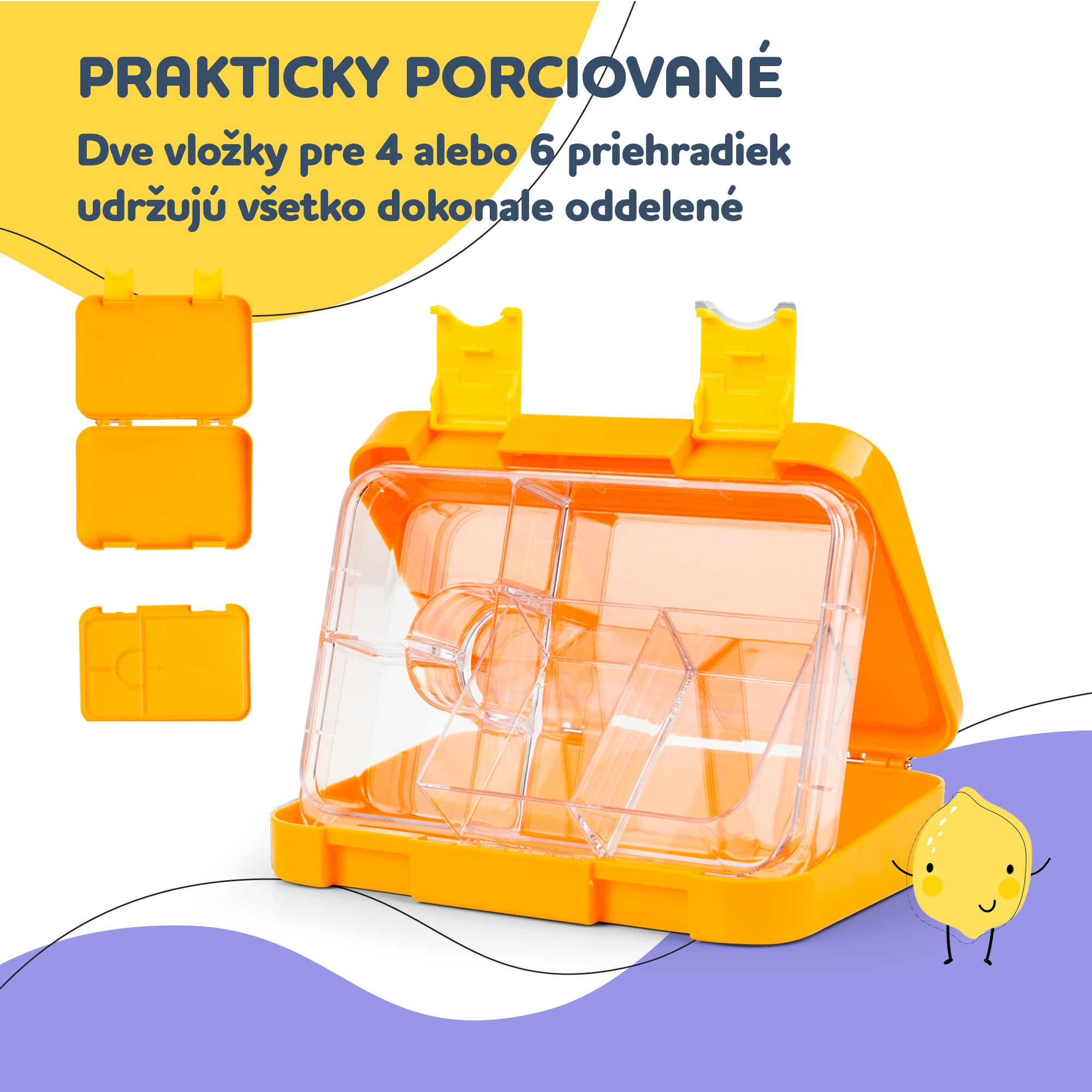 Klarstein Schmatzfatz junior desiatový box, 6 priehradiek, 21,3 x 15 x 4,5 cm, bez BPA – Obrázok 3