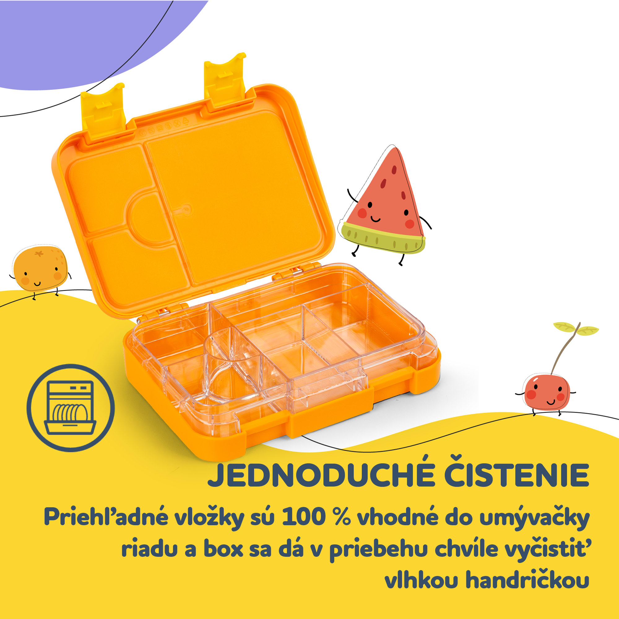 Klarstein Schmatzfatz junior desiatový box, 6 priehradiek, 21,3 x 15 x 4,5 cm, bez BPA – Obrázok 4