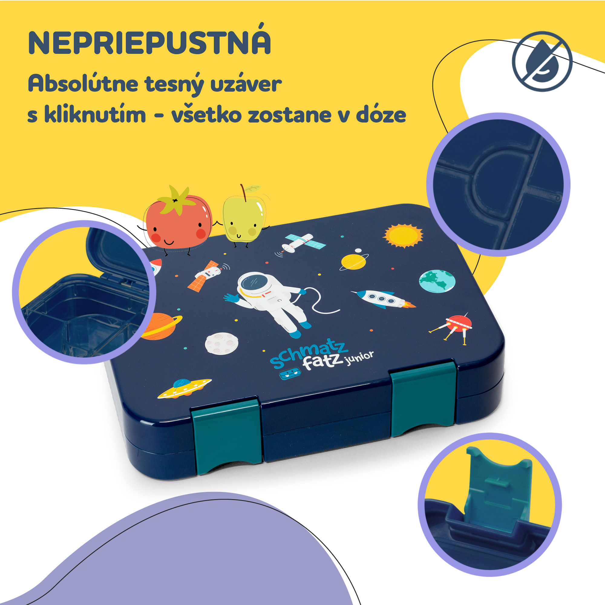Klarstein Schmatzfatz junior desiatový box, 6 priehradiek, 21,3 x 15 x 4,5 cm, bez BPA – Obrázok 2