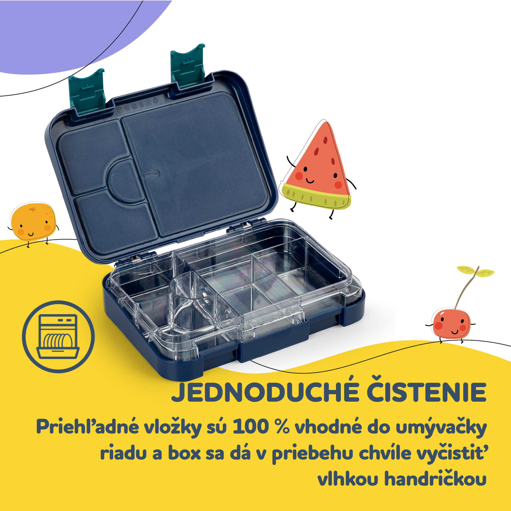 Klarstein Schmatzfatz junior desiatový box, 6 priehradiek, 21,3 x 15 x 4,5 cm, bez BPA – Obrázok 4