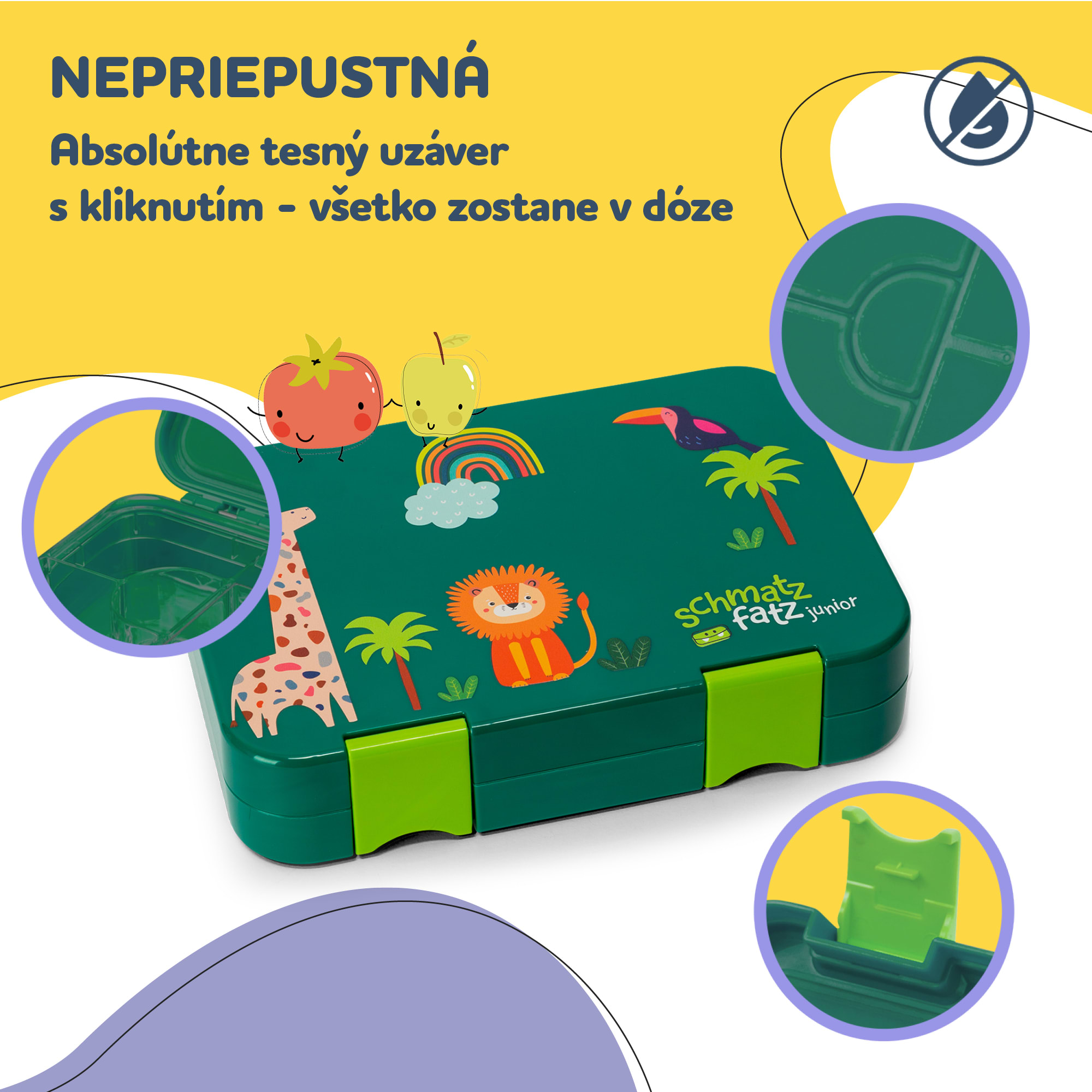 Klarstein Schmatzfatz junior desiatový box, 6 priehradiek, 21,3 x 15 x 4,5 cm, bez BPA – Obrázok 2