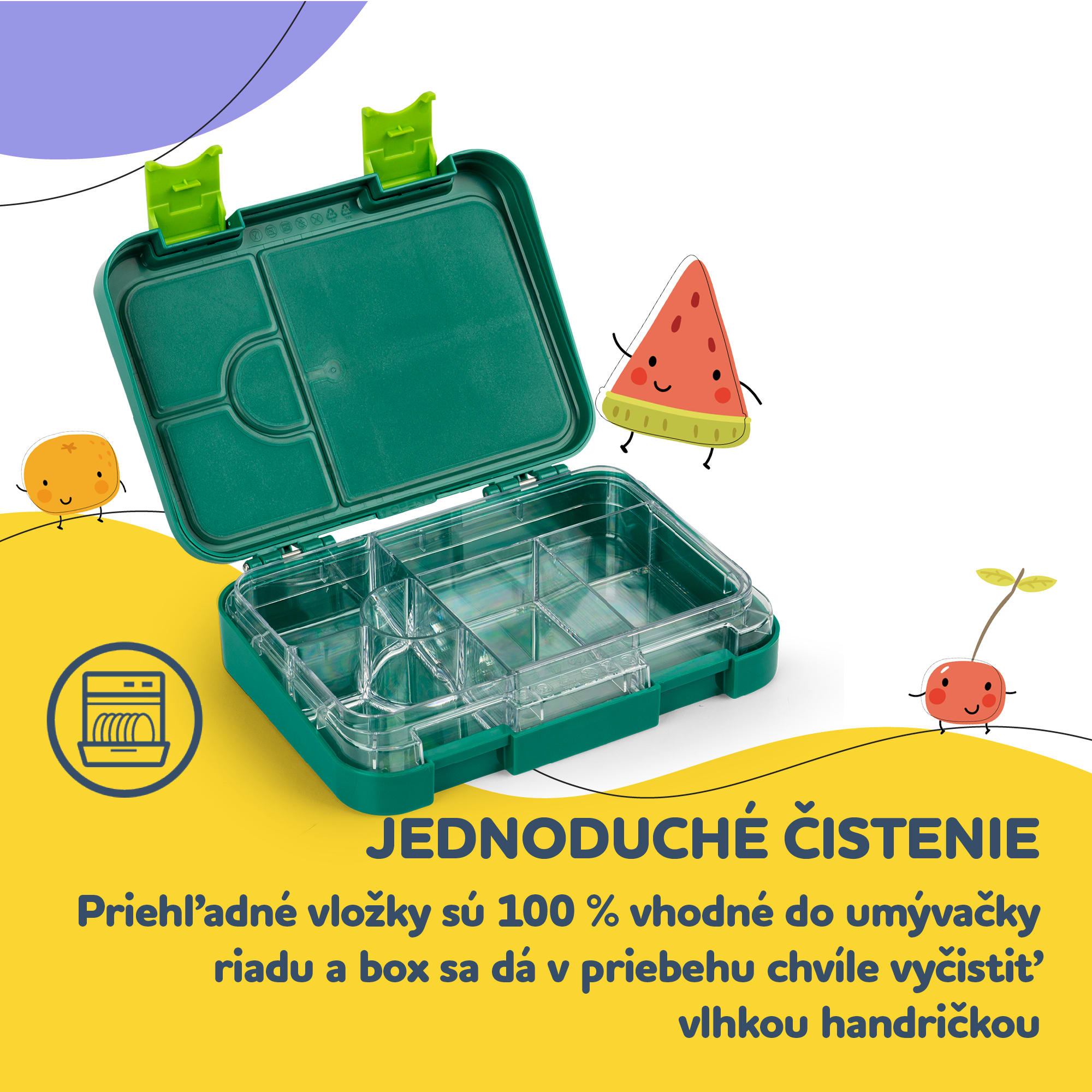Klarstein Schmatzfatz junior desiatový box, 6 priehradiek, 21,3 x 15 x 4,5 cm, bez BPA – Obrázok 4