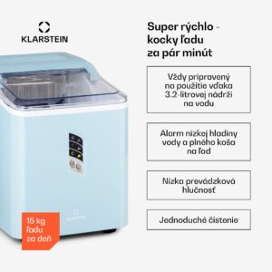 Klarstein Albaron, výrobník ľadu, tvar náboja, 12 kg/24 h, nádrž 1,5 l, displej