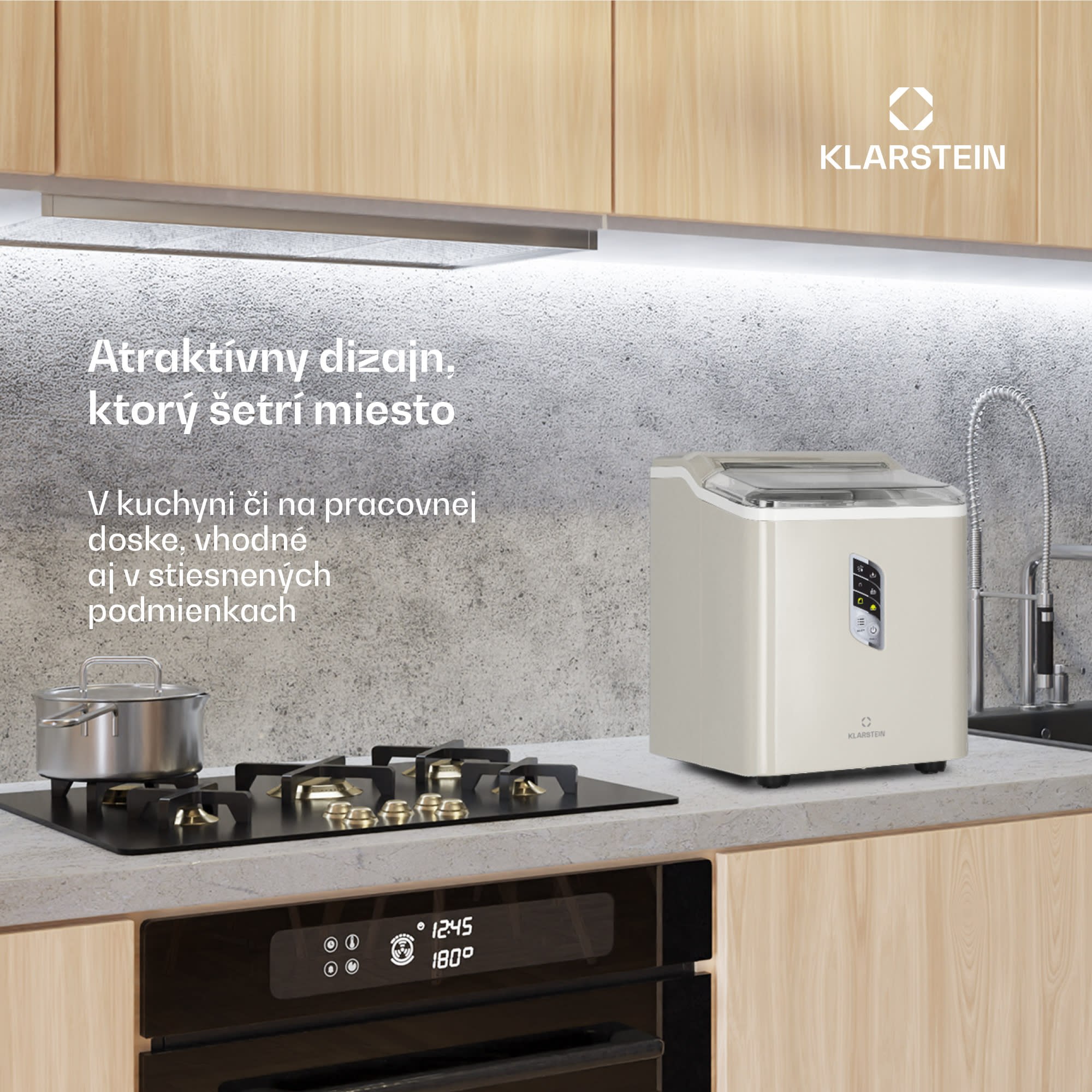 Klarstein Albaron, výrobník ľadu, tvar náboja, 12 kg/24 h, nádrž 1,5 l, displej – Obrázok 2