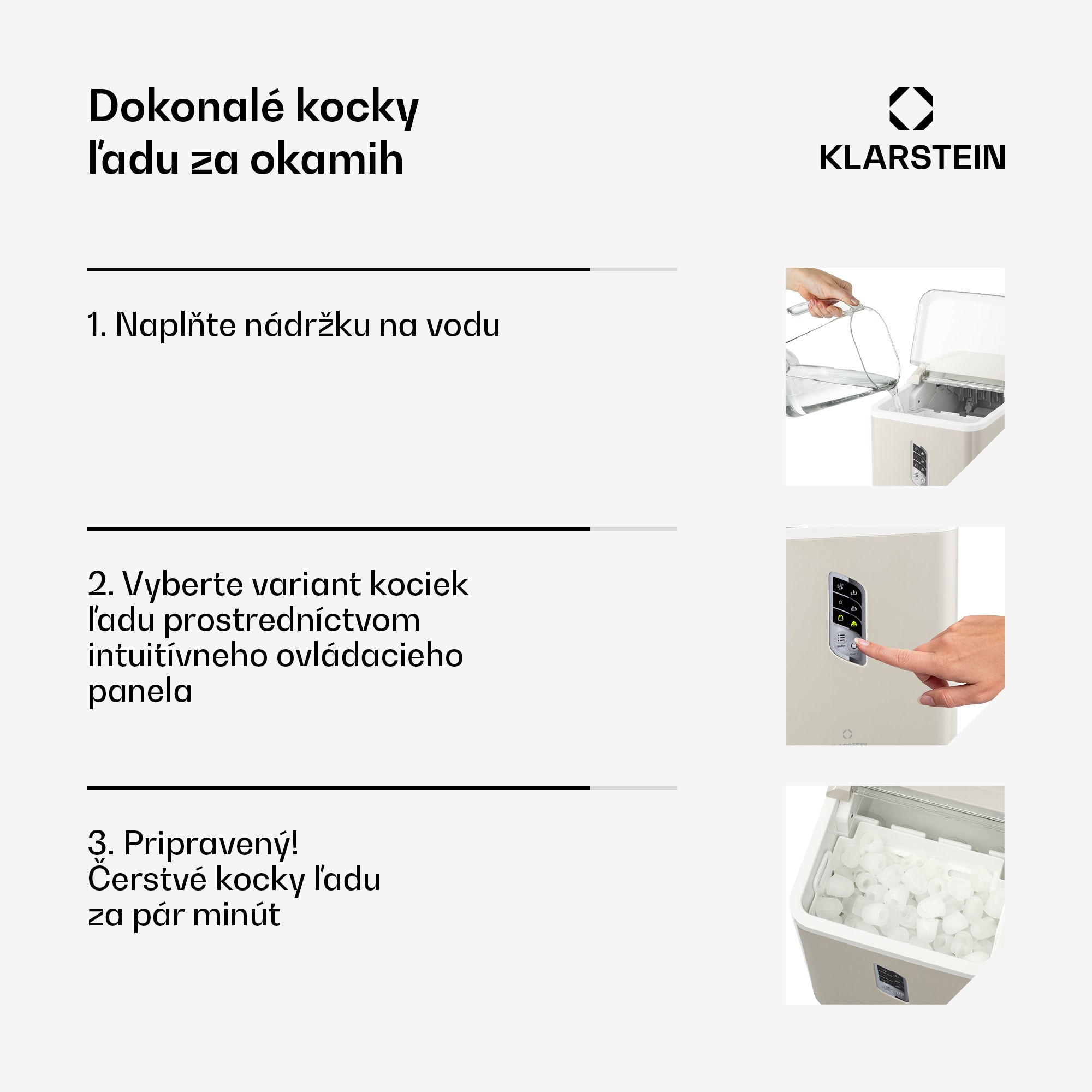 Klarstein Albaron, výrobník ľadu, tvar náboja, 12 kg/24 h, nádrž 1,5 l, displej – Obrázok 4