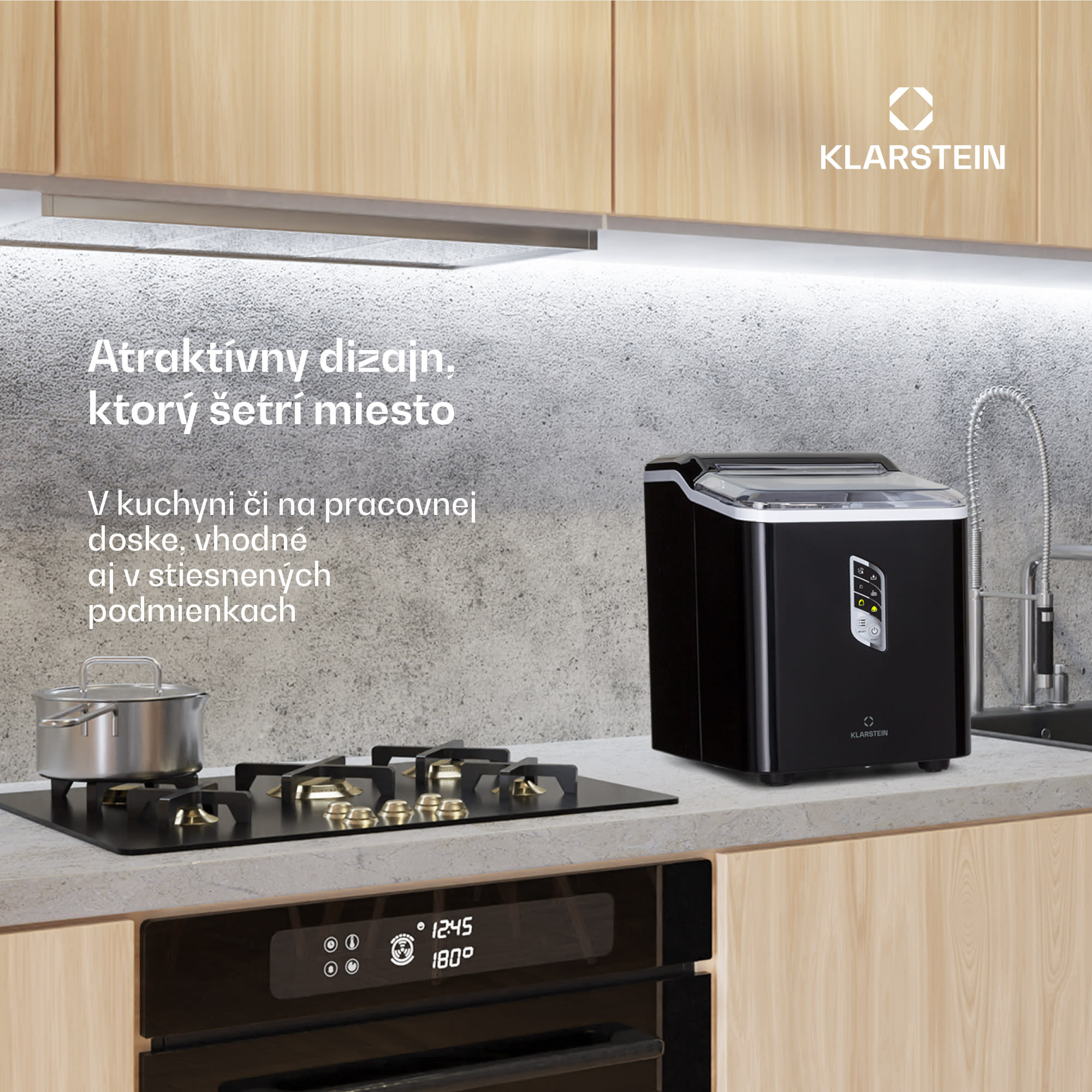 Klarstein Albaron, výrobník ľadu, tvar náboja, 12 kg/24 h, nádrž 1,5 l, displej – Obrázok 2