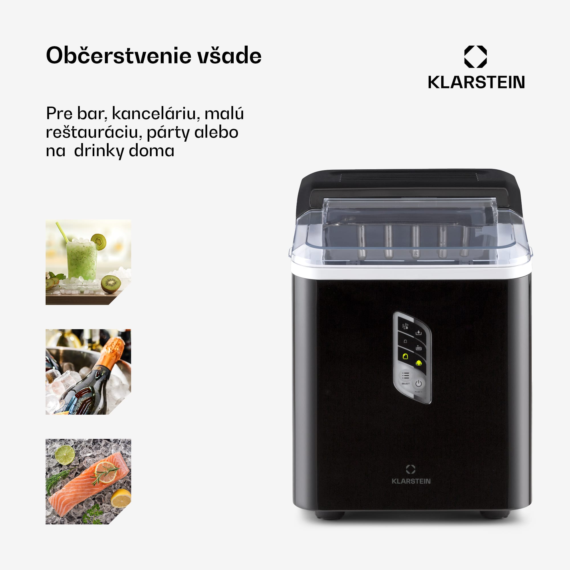 Klarstein Albaron, výrobník ľadu, tvar náboja, 12 kg/24 h, nádrž 1,5 l, displej – Obrázok 3