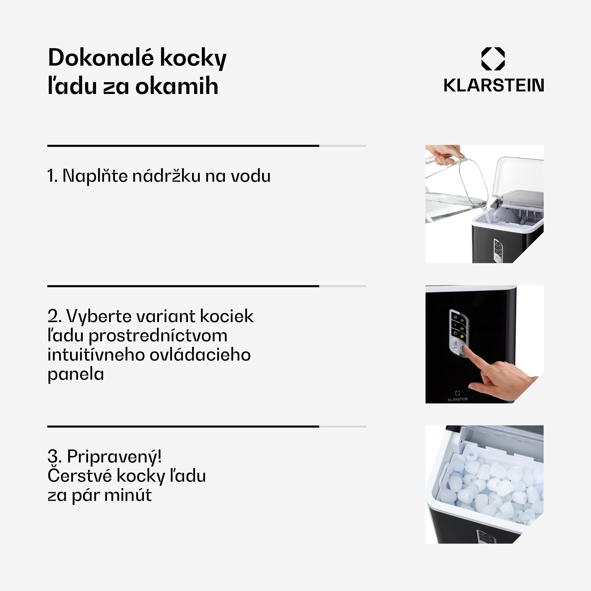 Klarstein Albaron, výrobník ľadu, tvar náboja, 12 kg/24 h, nádrž 1,5 l, displej – Obrázok 4