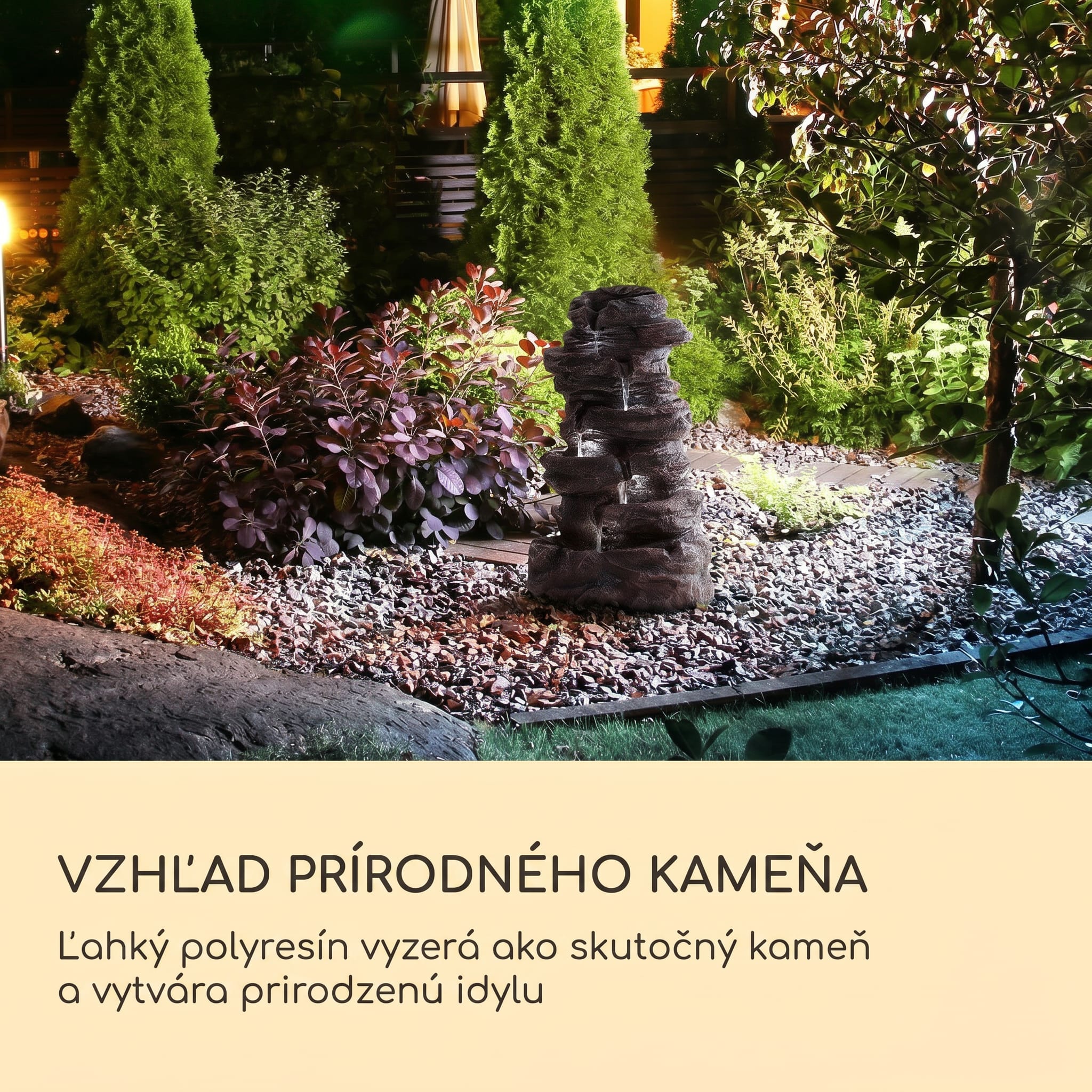 Blumfeldt Stonehenge XL, solárna fontána, LED osvetlenie, polyresin, lítium-iónová batéria – Obrázok 2