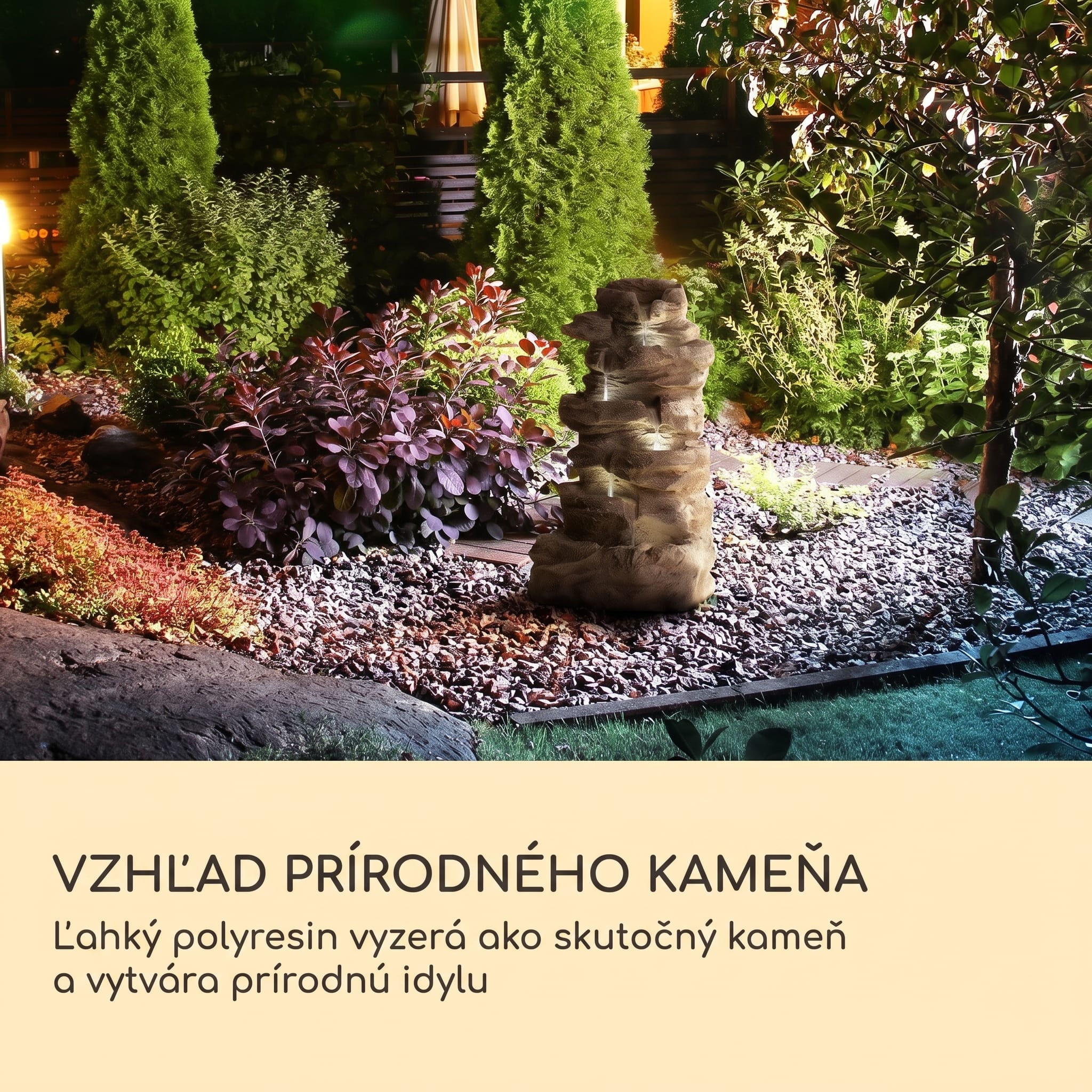 Blumfeldt Stonehenge XL, solárna fontána, LED osvetlenie, polyresin, lítium-iónová batéria – Obrázok 2