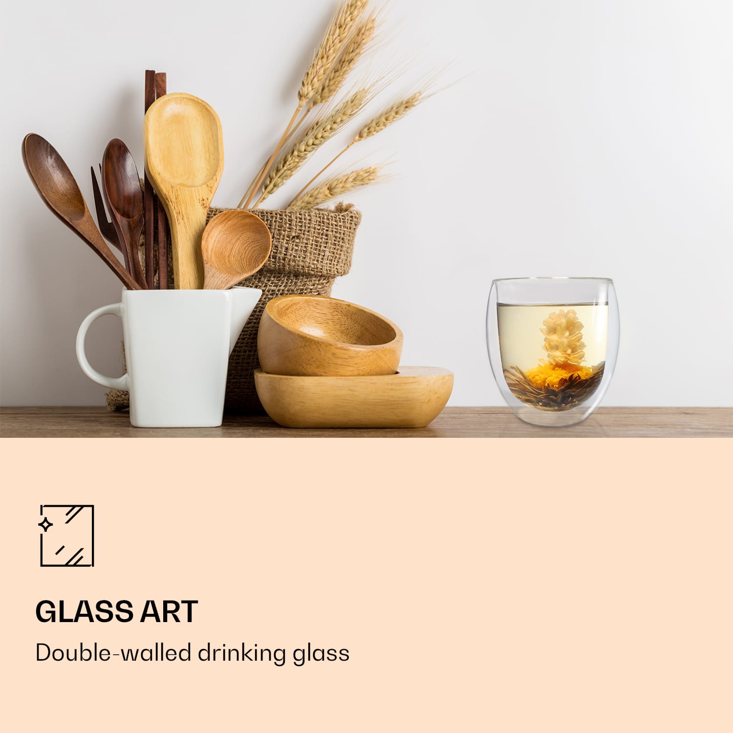 Feelino Ice set 2, čajové poháre, set 2 ks, 320 ml, vysokokvalitné borosilikátové sklo, vhodné do umývačky riadu – Obrázok 2