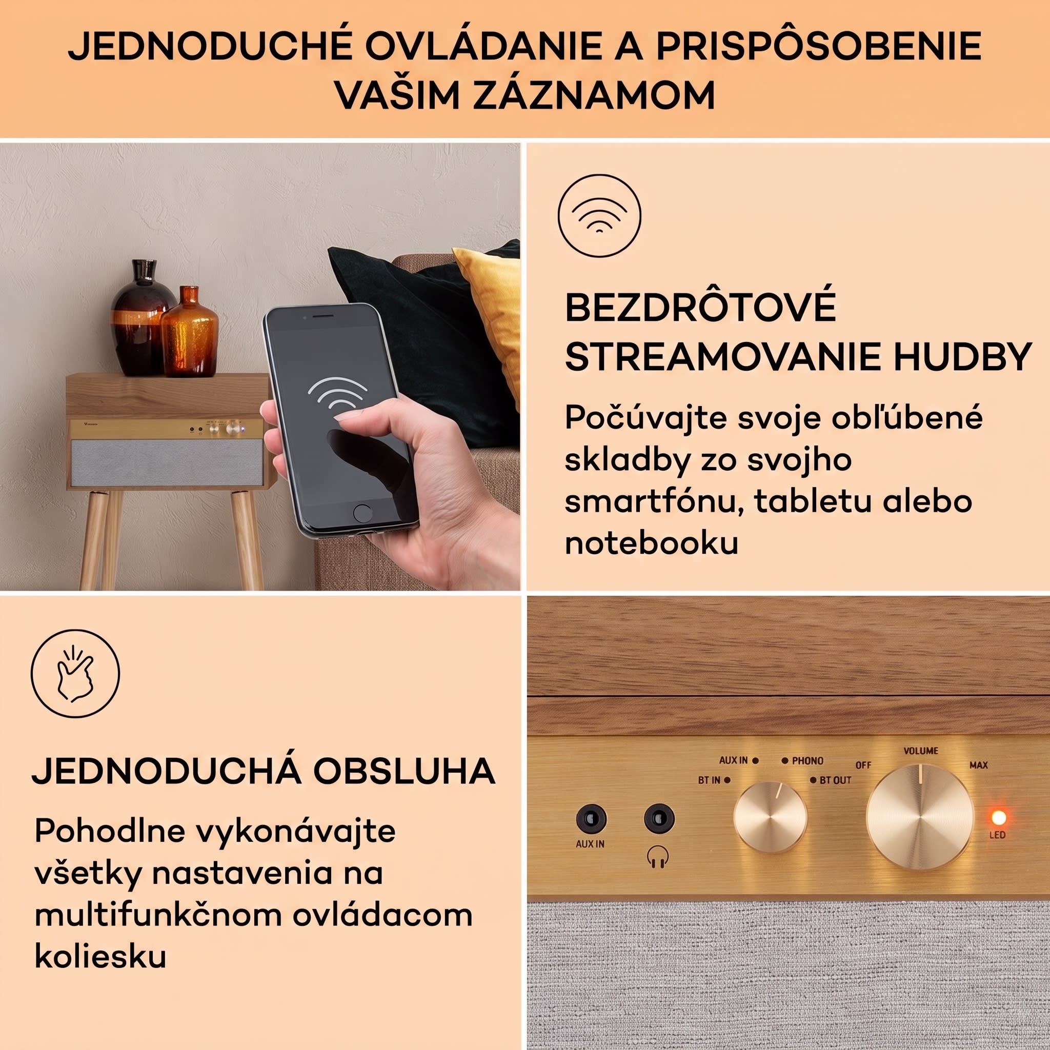 Auna Berklee TT Case, gramofónový prehrávač, remeňový pohon, 33 1/3, 45 a 78 otáčok/minútu, stereo reproduktory – Obrázok 3