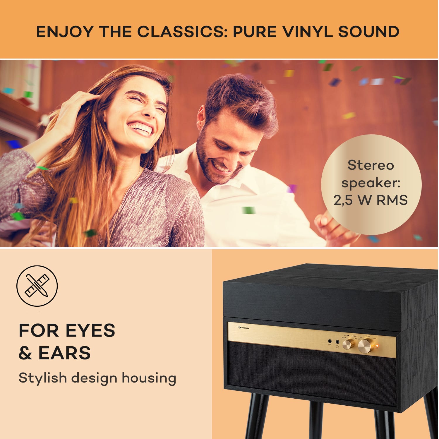 Auna Berklee TT Case, gramofónový prehrávač, remeňový pohon, 33 1/3, 45 a 78 otáčok/minútu, stereo reproduktory – Obrázok 2