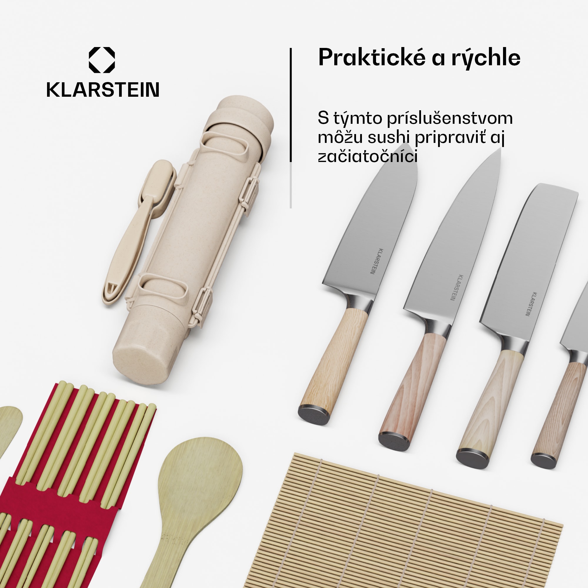 Klarstein Shibui súprava nožov na sushi, 15 dielov, 4 nože s praktickým príslušenstvom – Obrázok 4