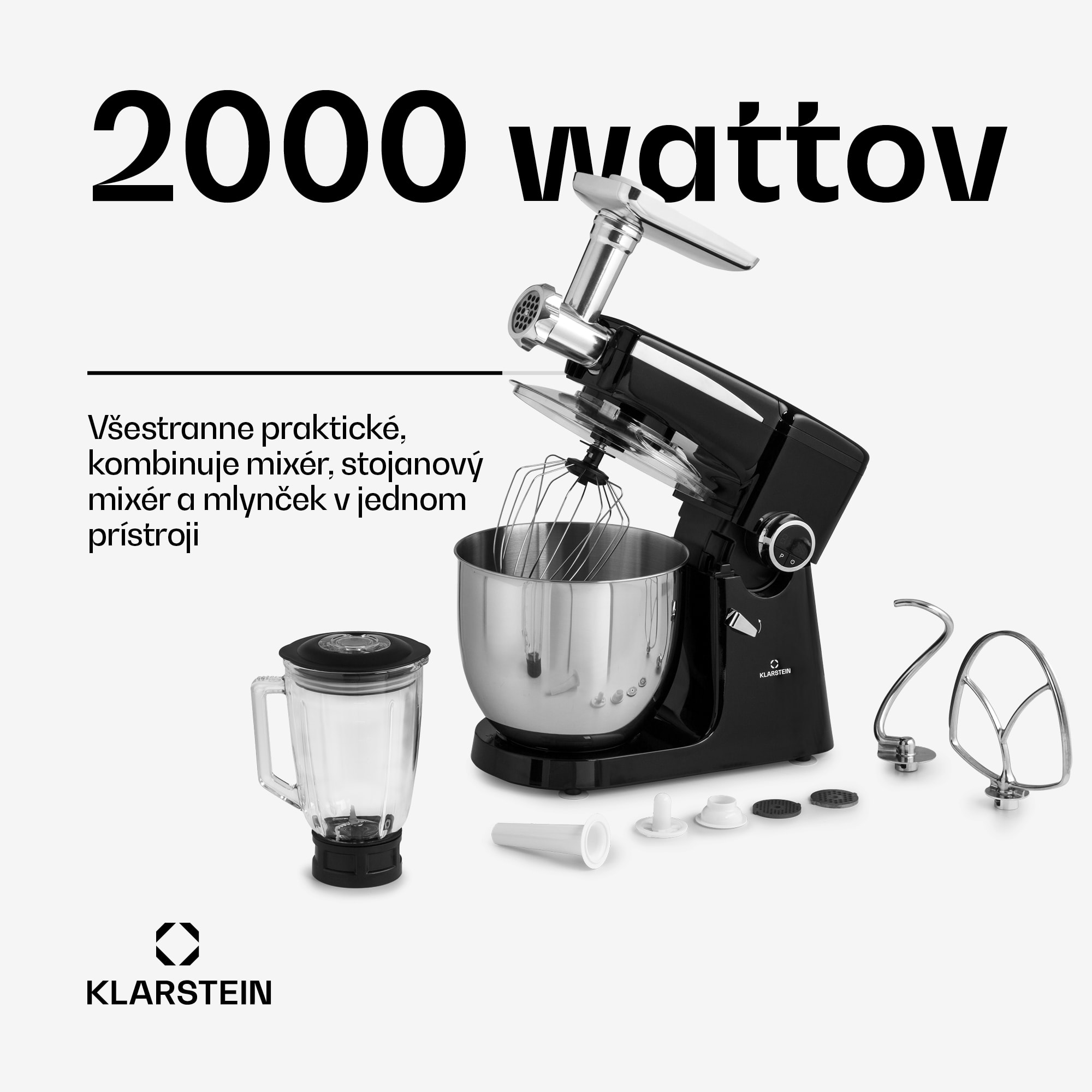 Klarstein Renata Rossa, kuchynský robot 3 v 1, 2000 W/2,7 PS, 10 l, nehrdzavejúca oceľ, bez BPA – Obrázok 2